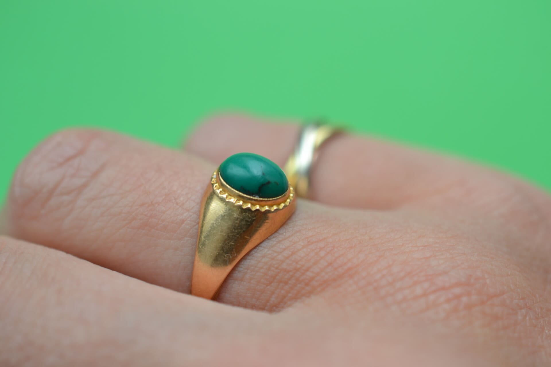 Bague jonc cabochon Turquoise verte