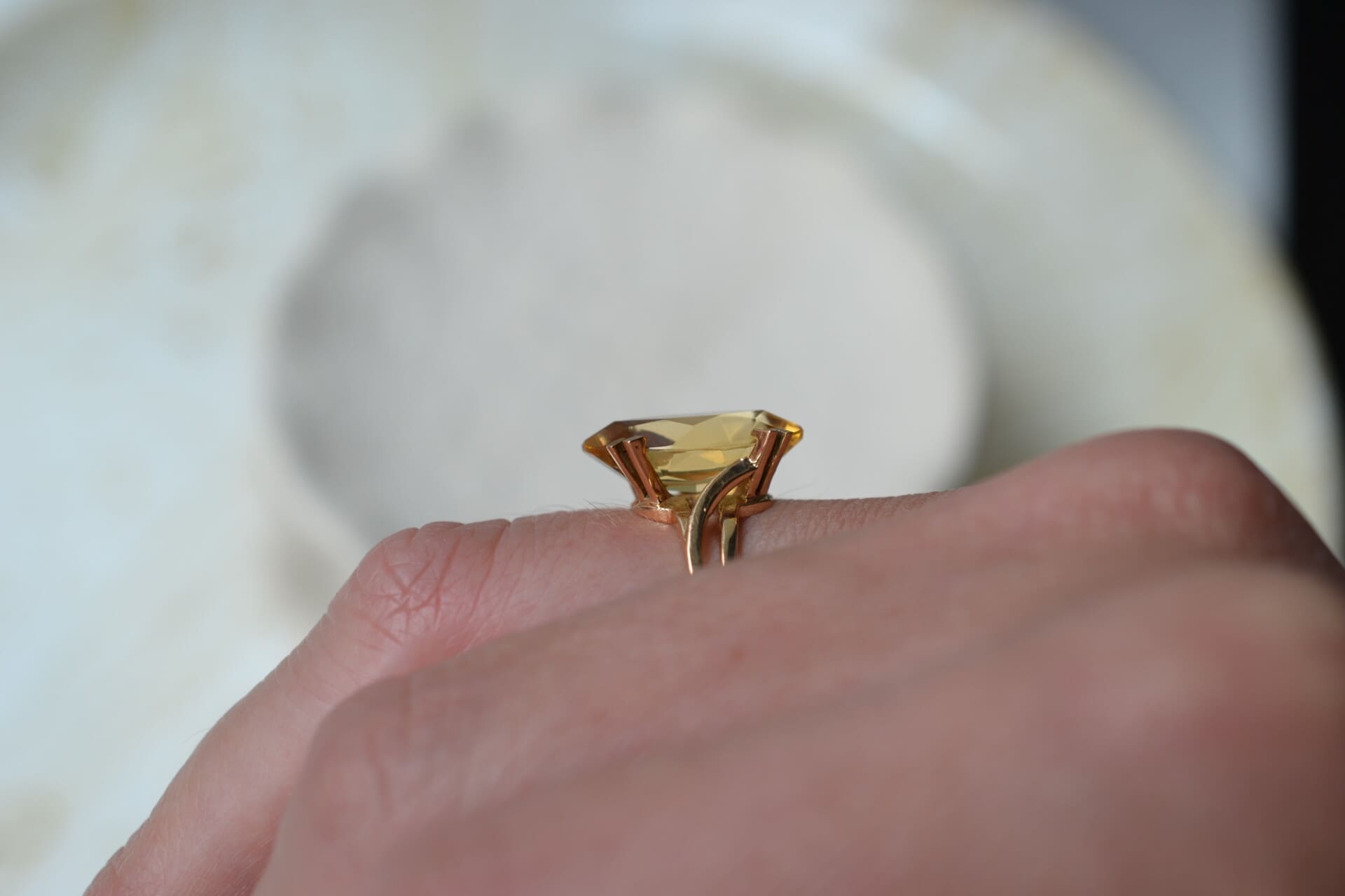 Bague Marquise Citrine doubles griffes