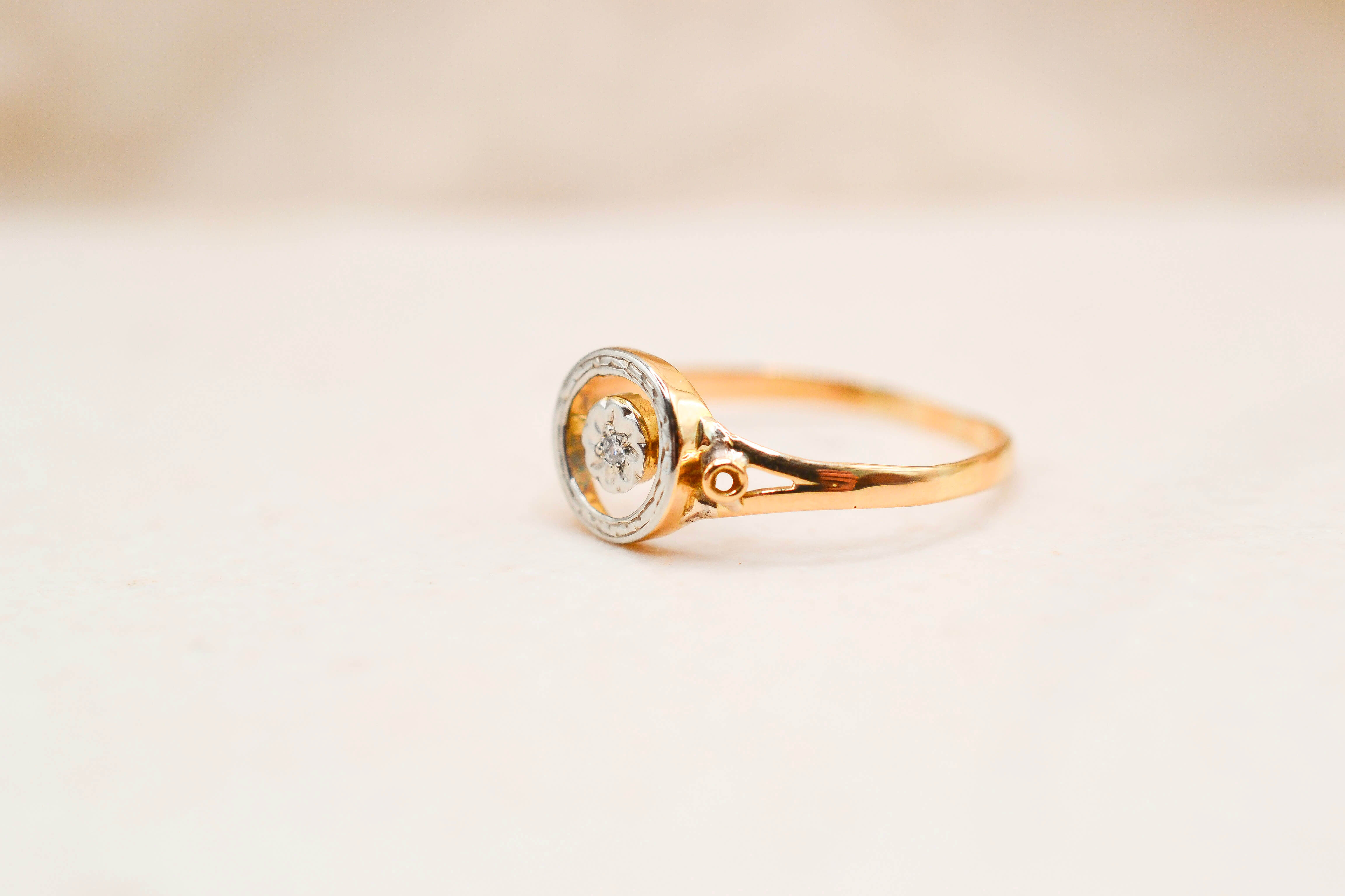 Bague ronde géométrique 2 Ors
