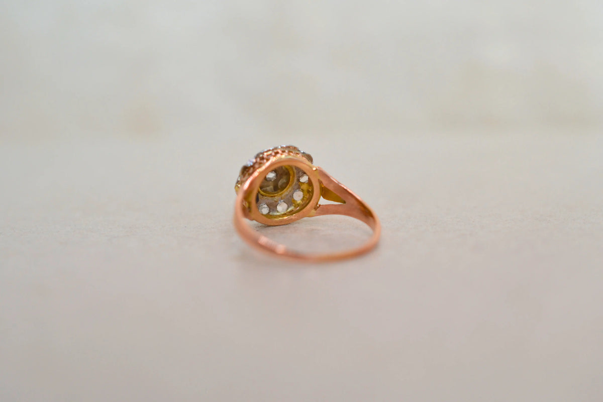 Bague rosace diamants Or Rose