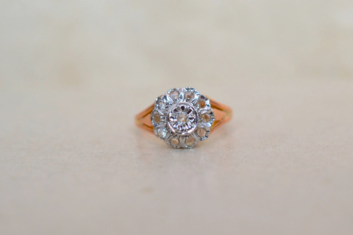 Bague rosace diamants Or Rose