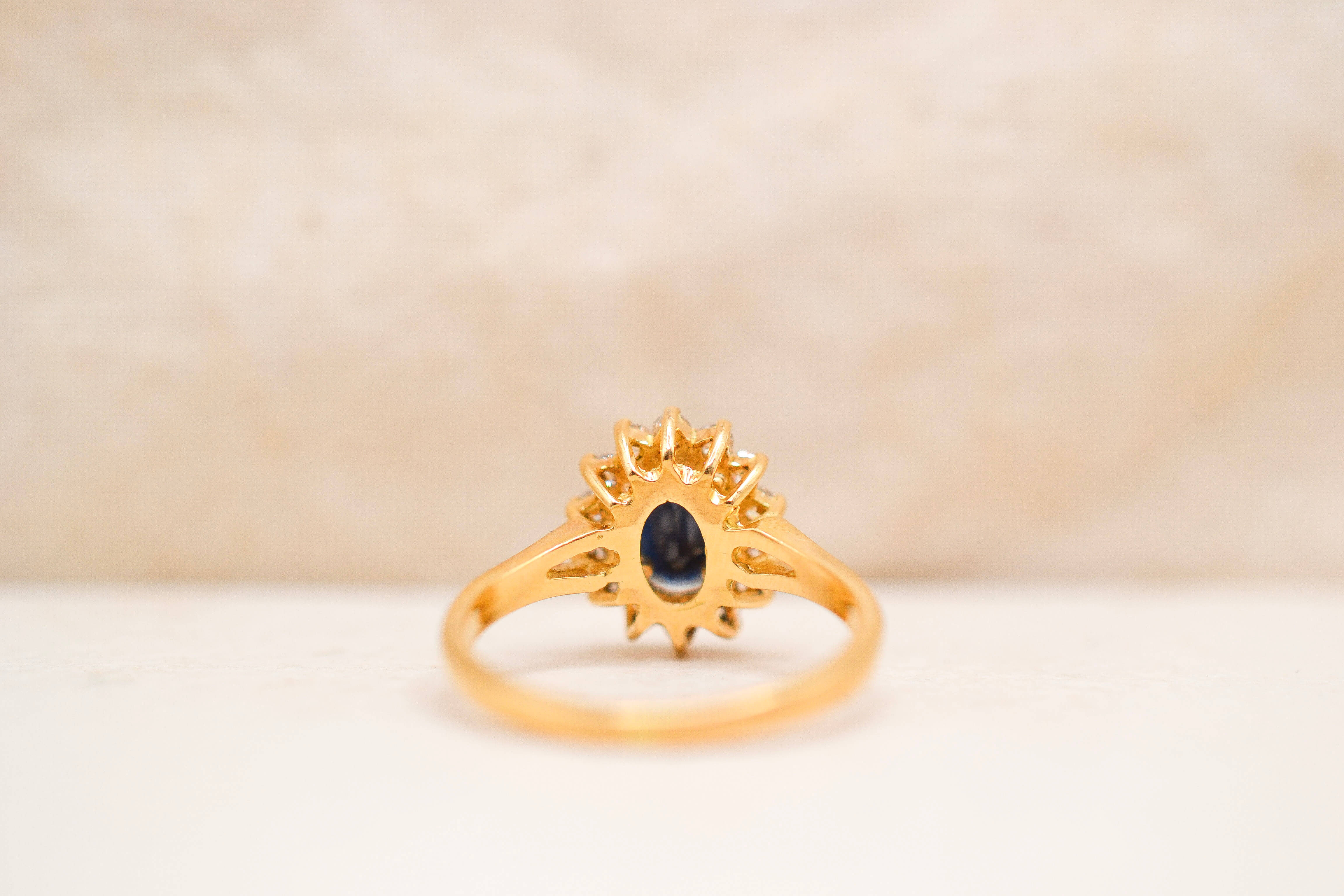 Bague pompadour Saphir Diamants