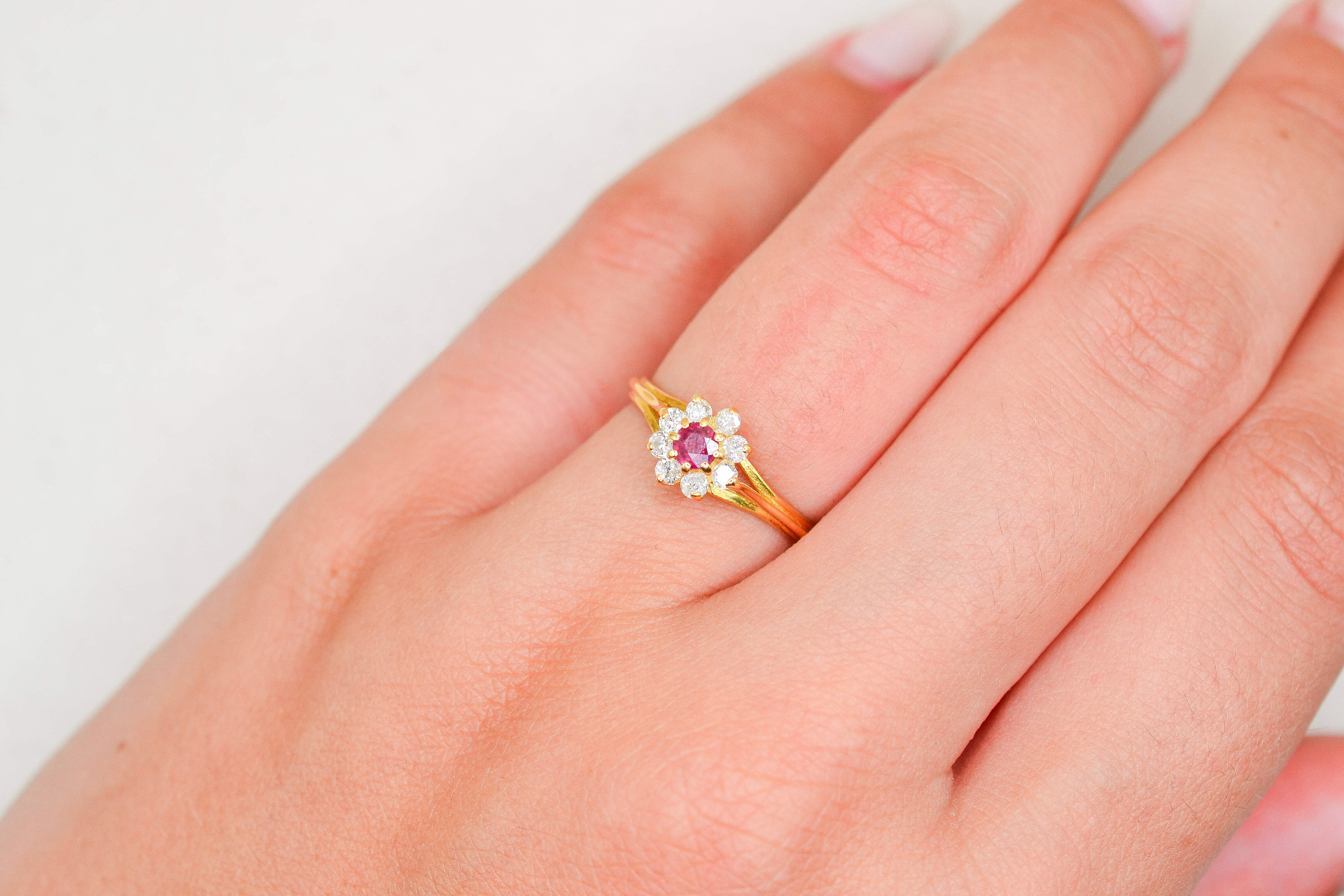 Bague Marguerite rubis