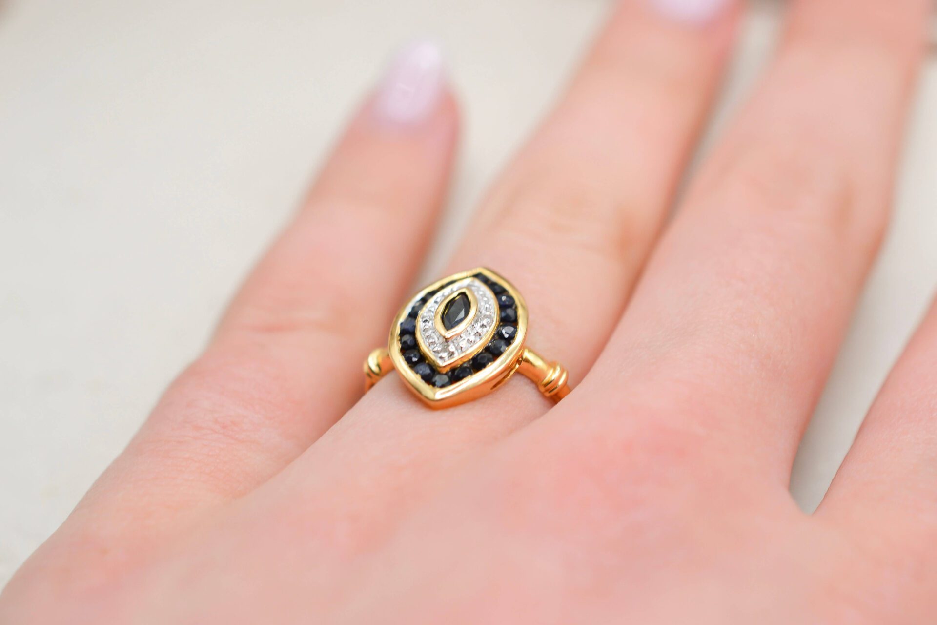 Bague Marquise Saphirs Diamants