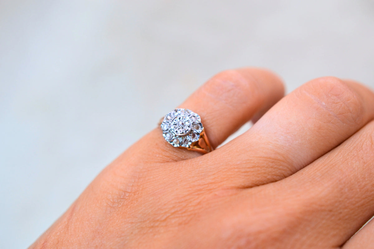 Bague rosace diamants Or Rose