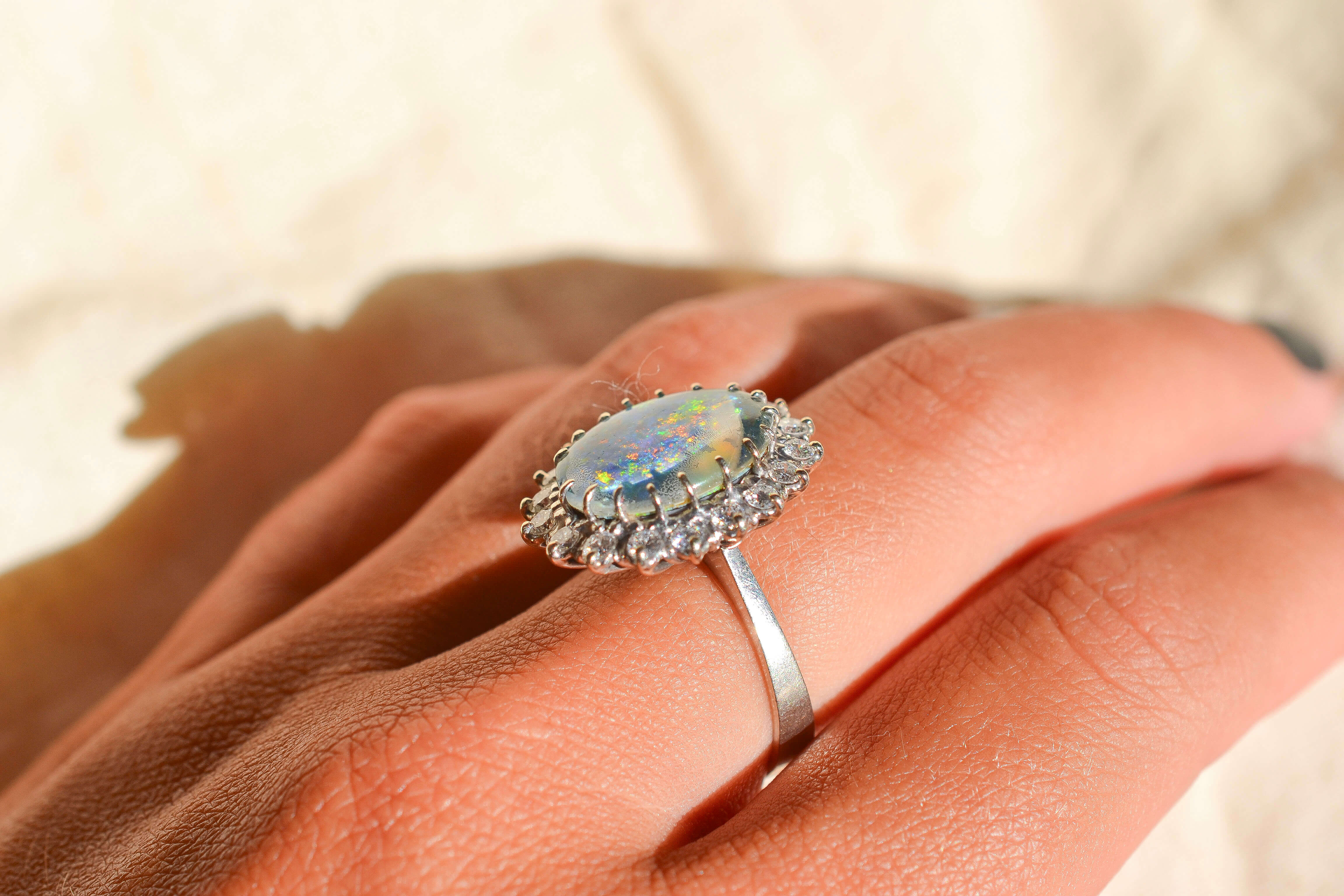 Bague Marguerite doublet Opale 14K