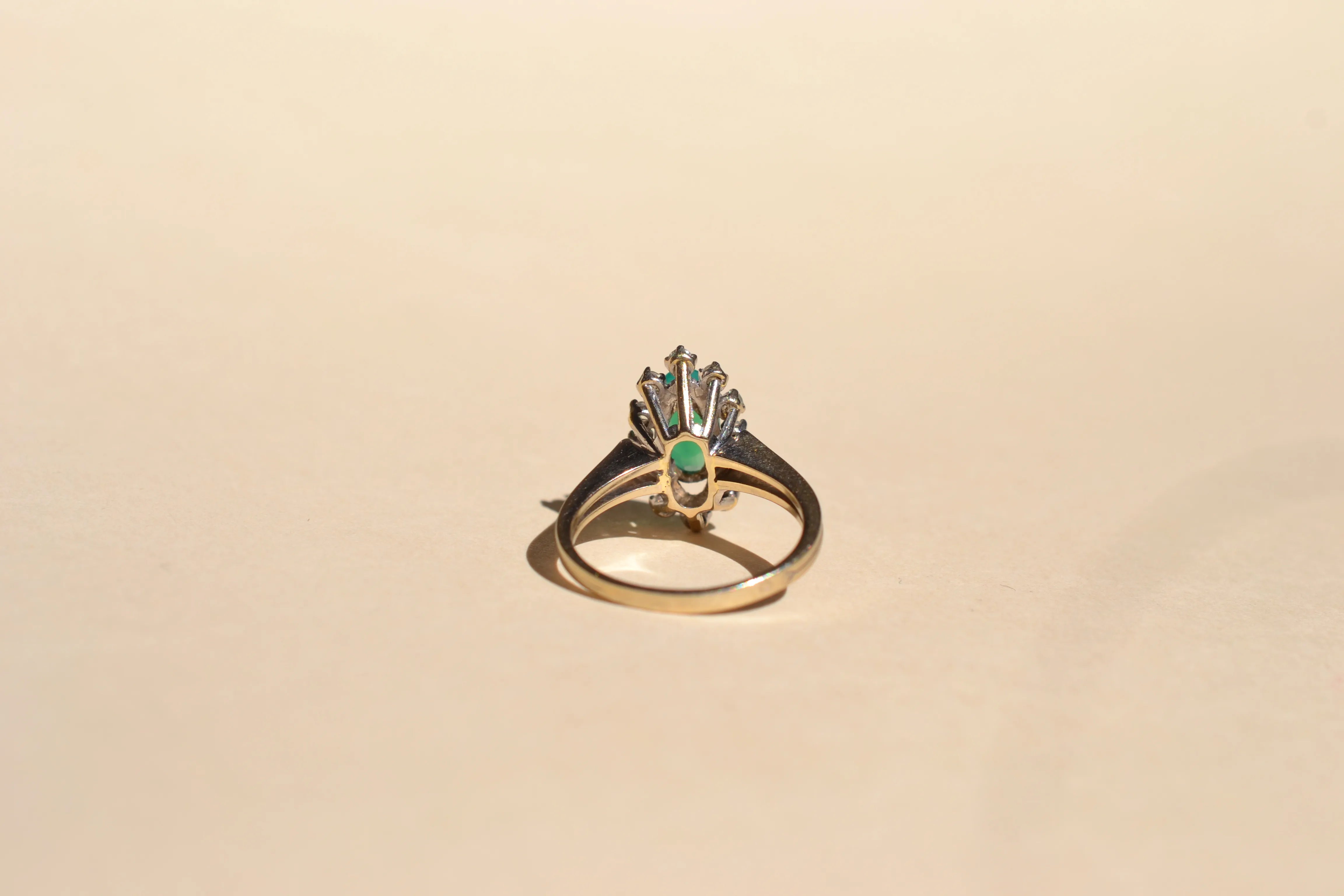 Bague Navette Or Blanc Chrysoprase