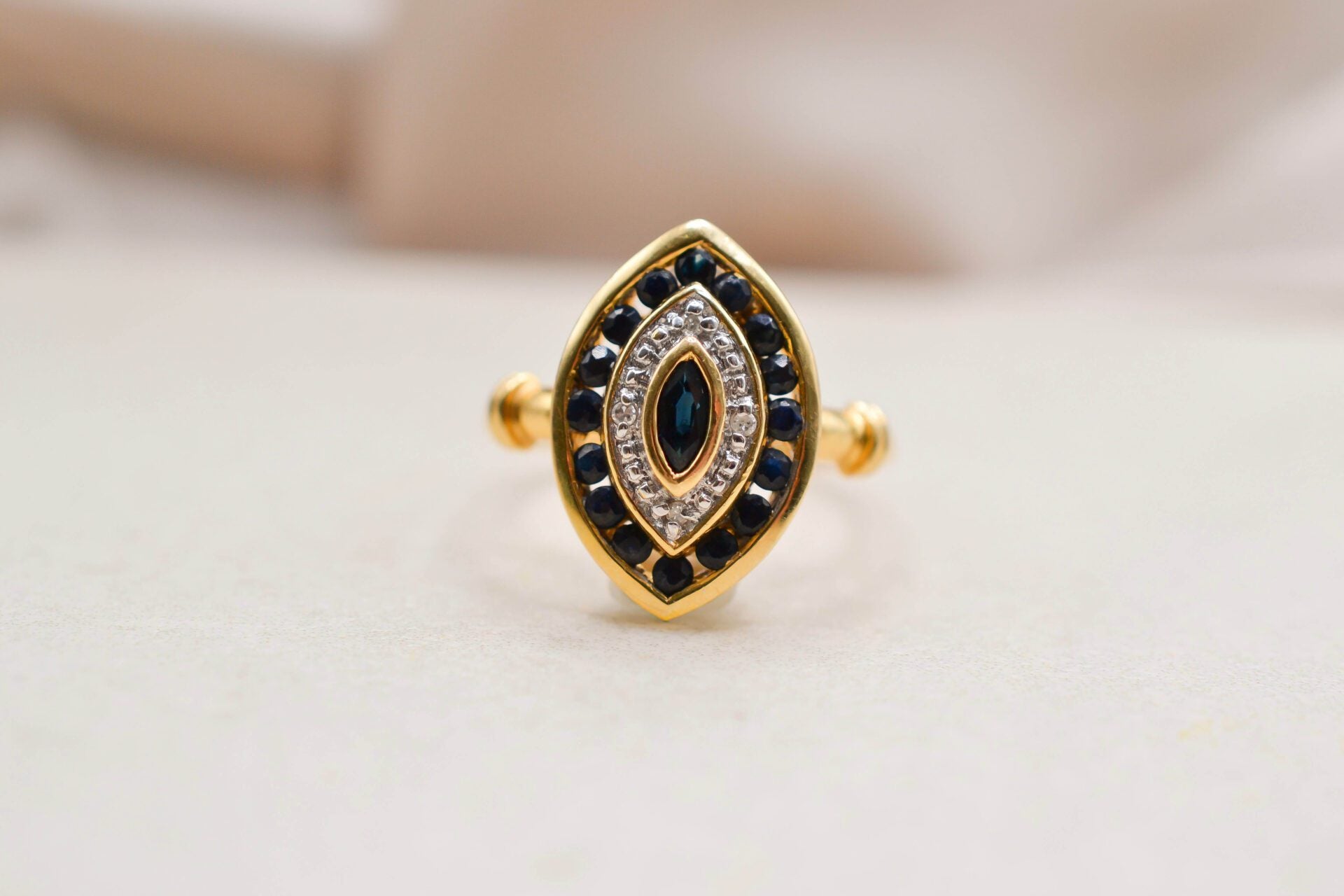Bague Marquise Saphirs Diamants