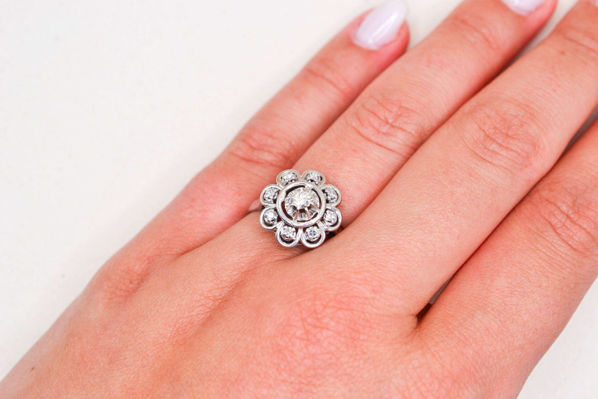 Bague flocon Diamants Or blanc