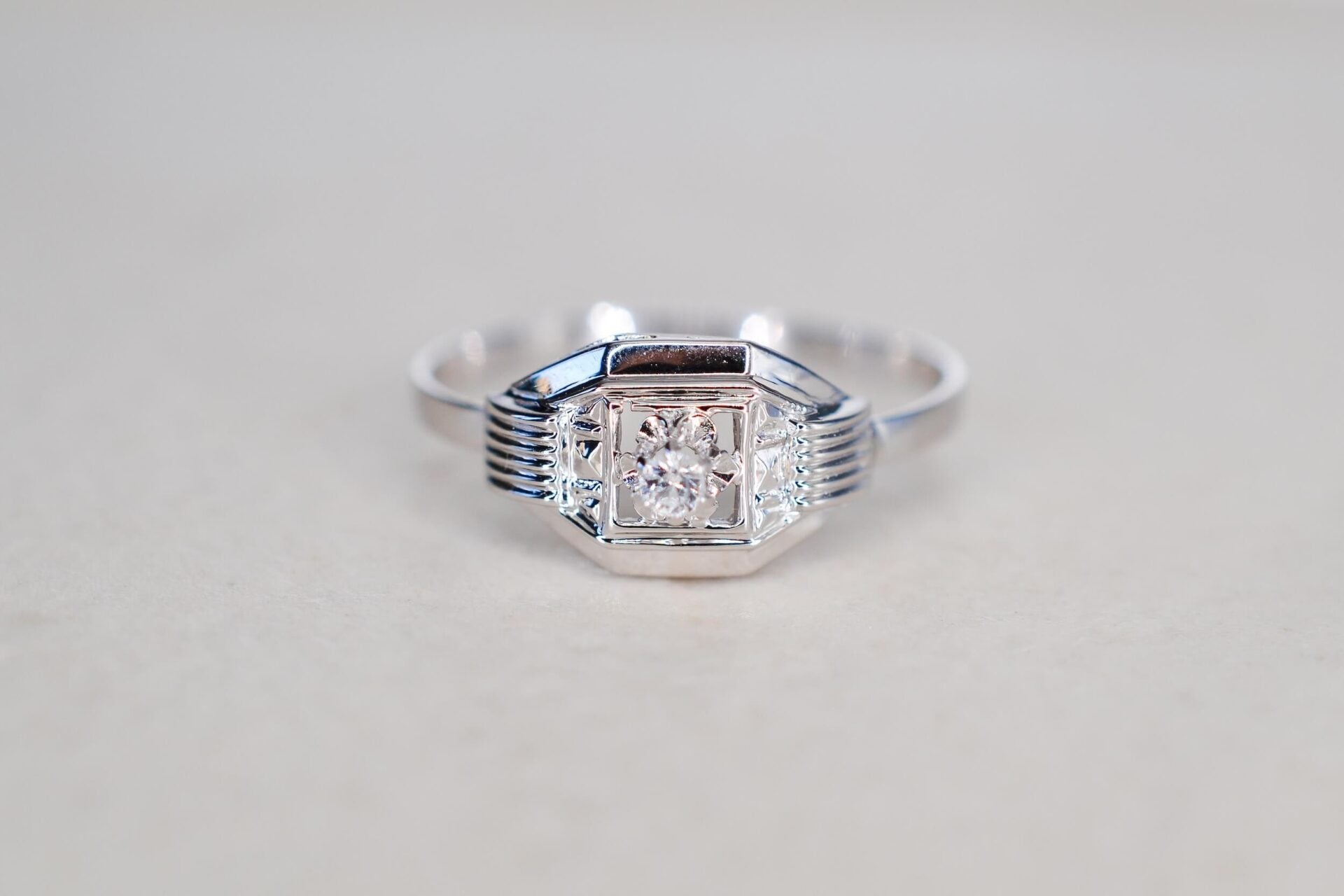 Bague Art Déco Oxyde Or blanc