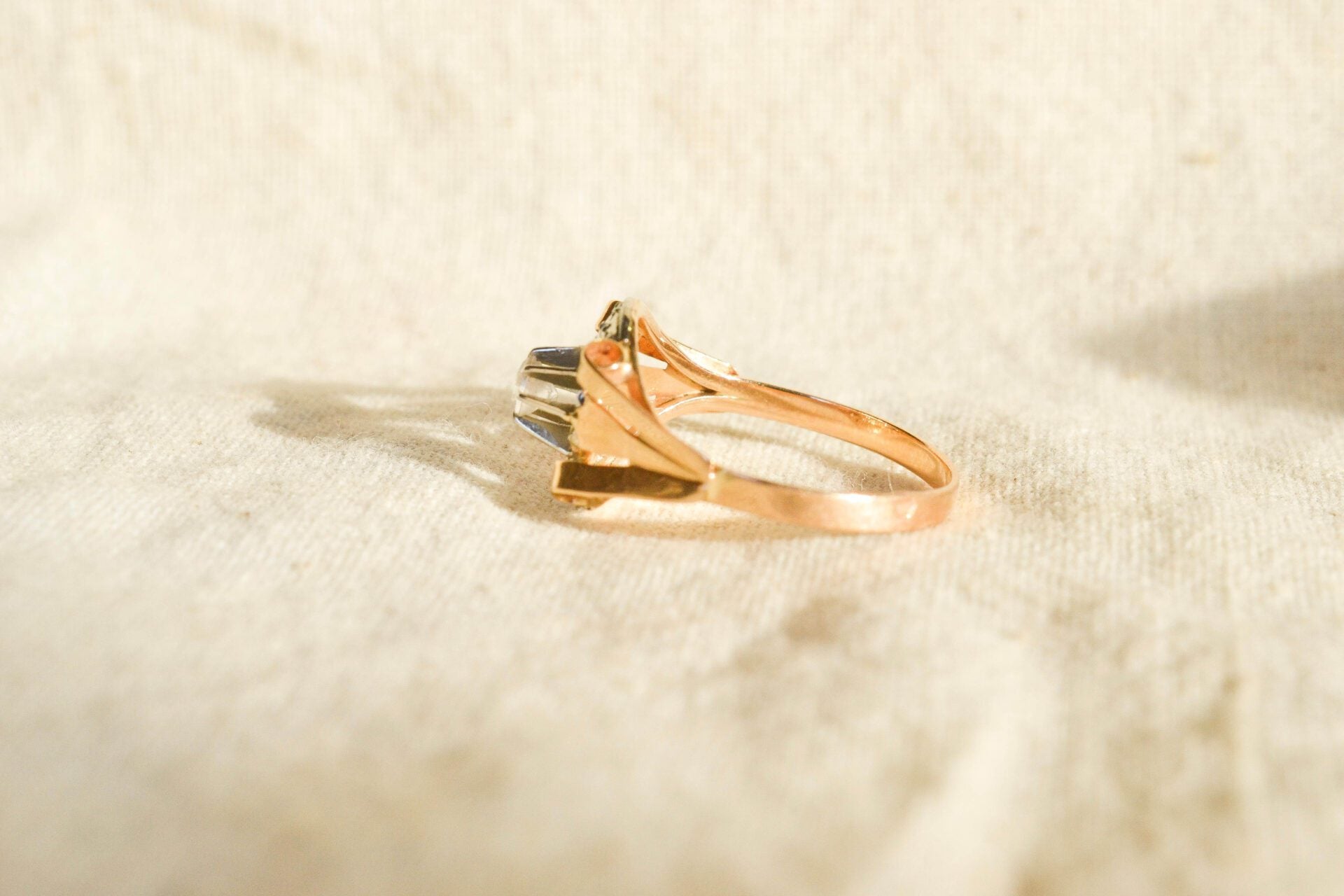 Bague style Art Déco Or et Oxyde