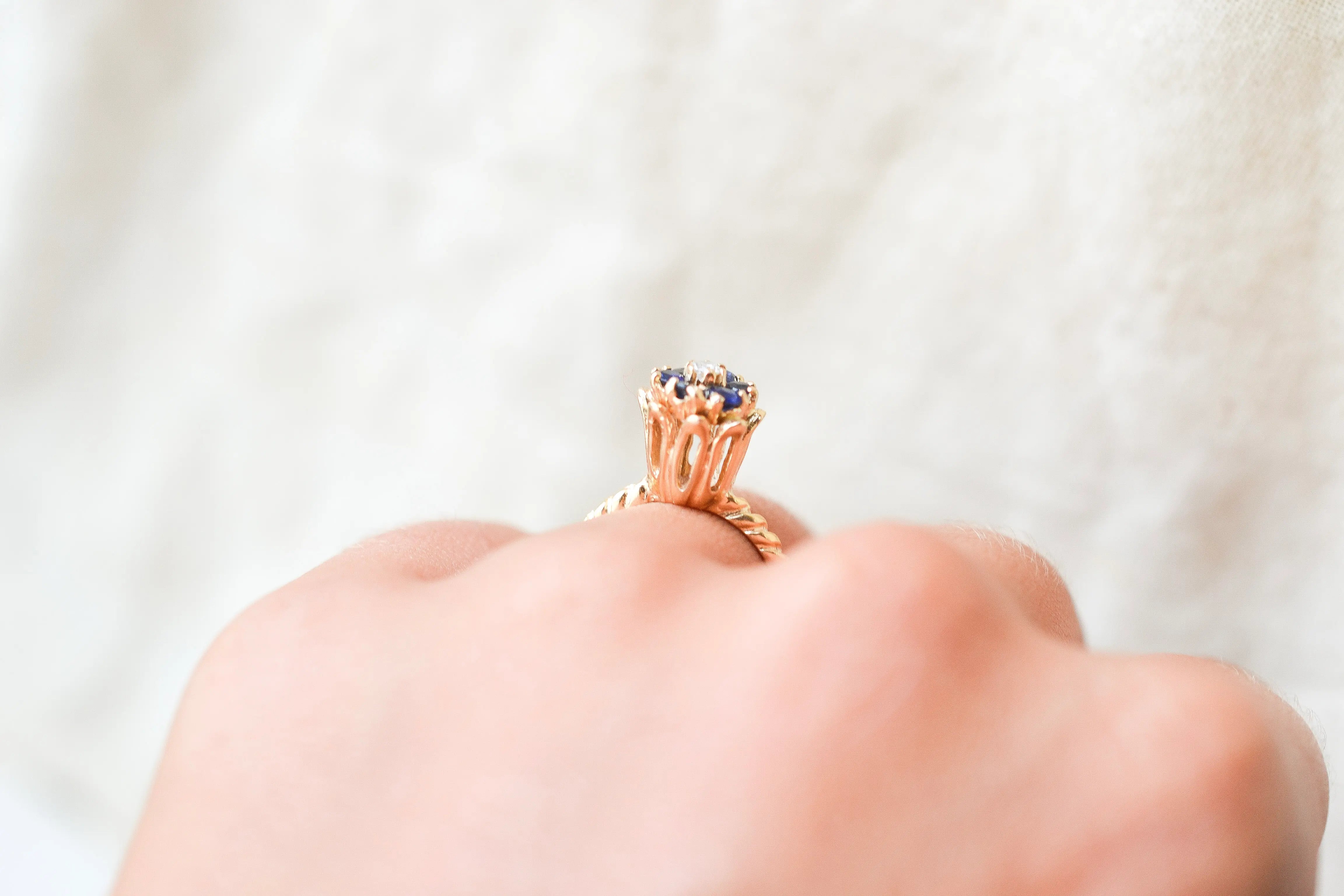 Bague Diamant fleur et cordage
