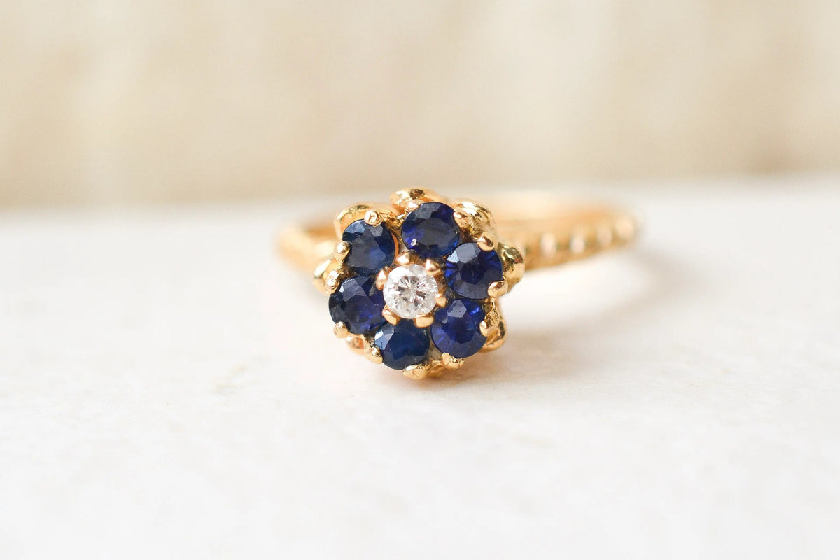 Bague Diamant fleur et cordage