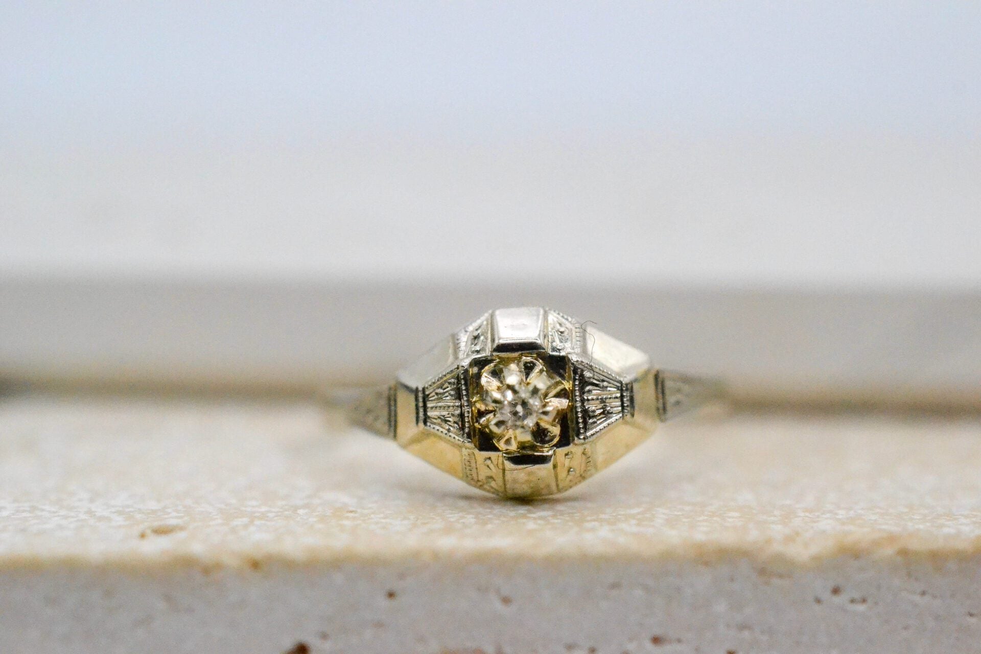 Bague Art Déco losangique Or blanc