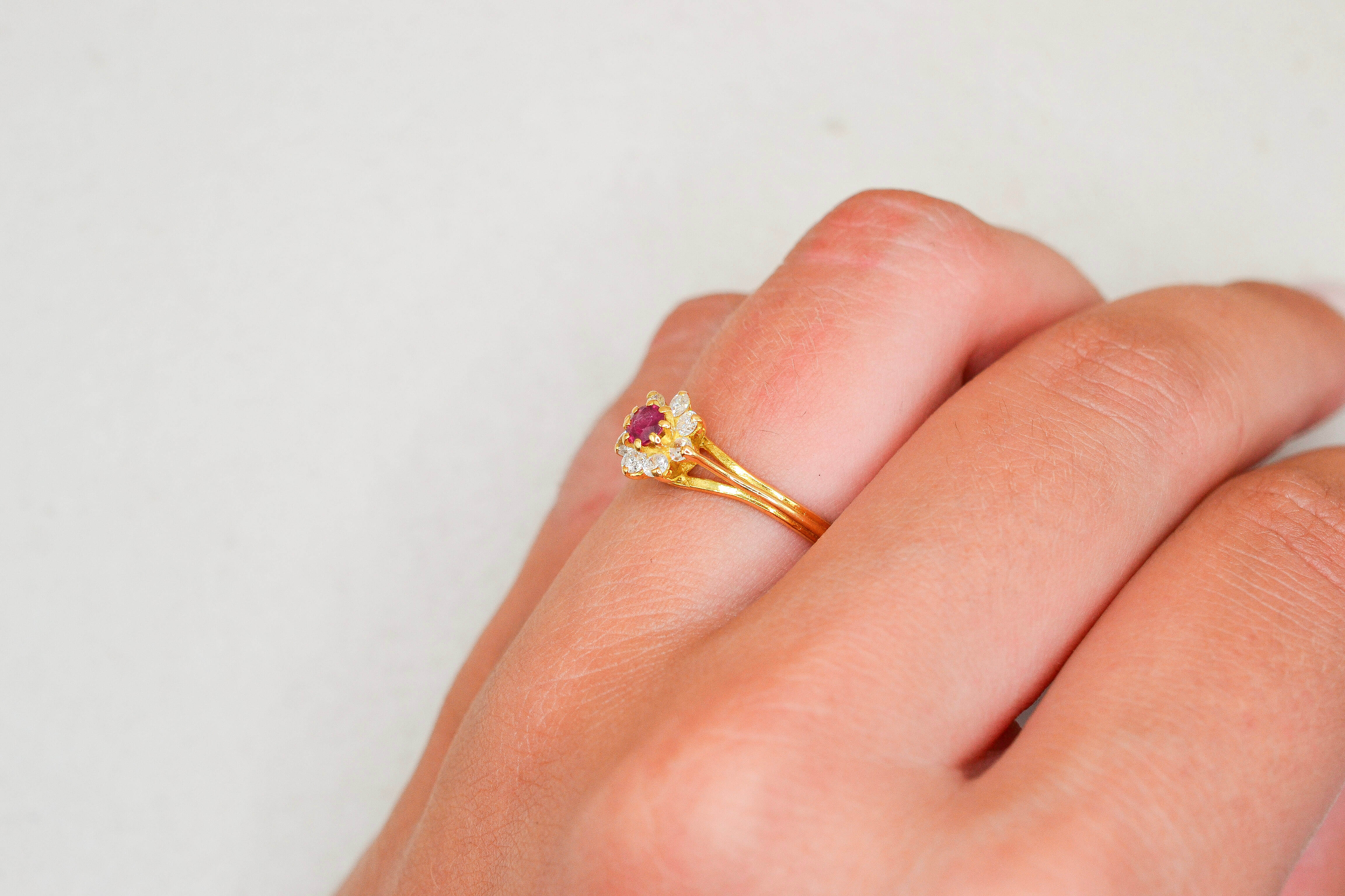 Bague Marguerite rubis