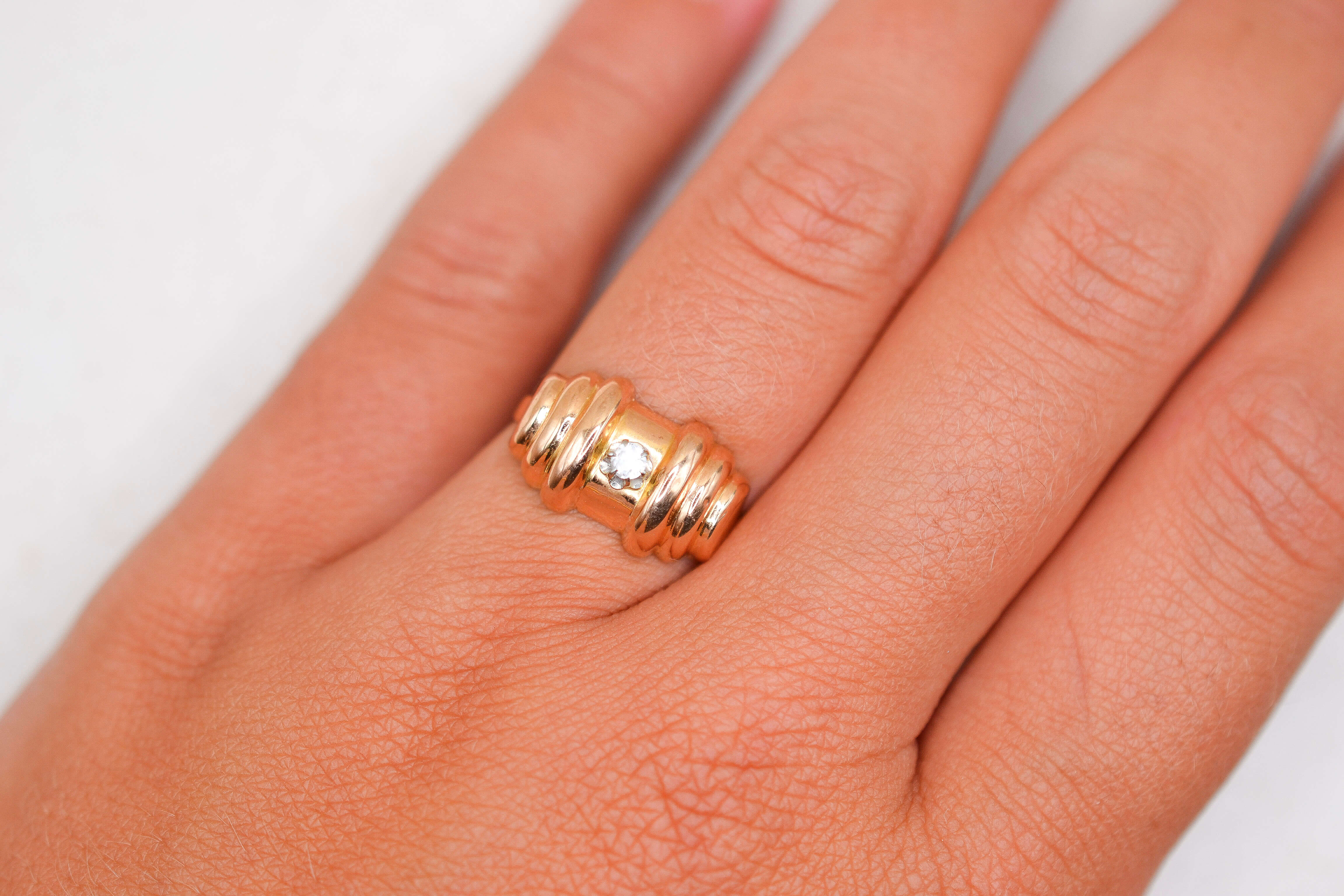 Bague Tank godronnée Oxyde