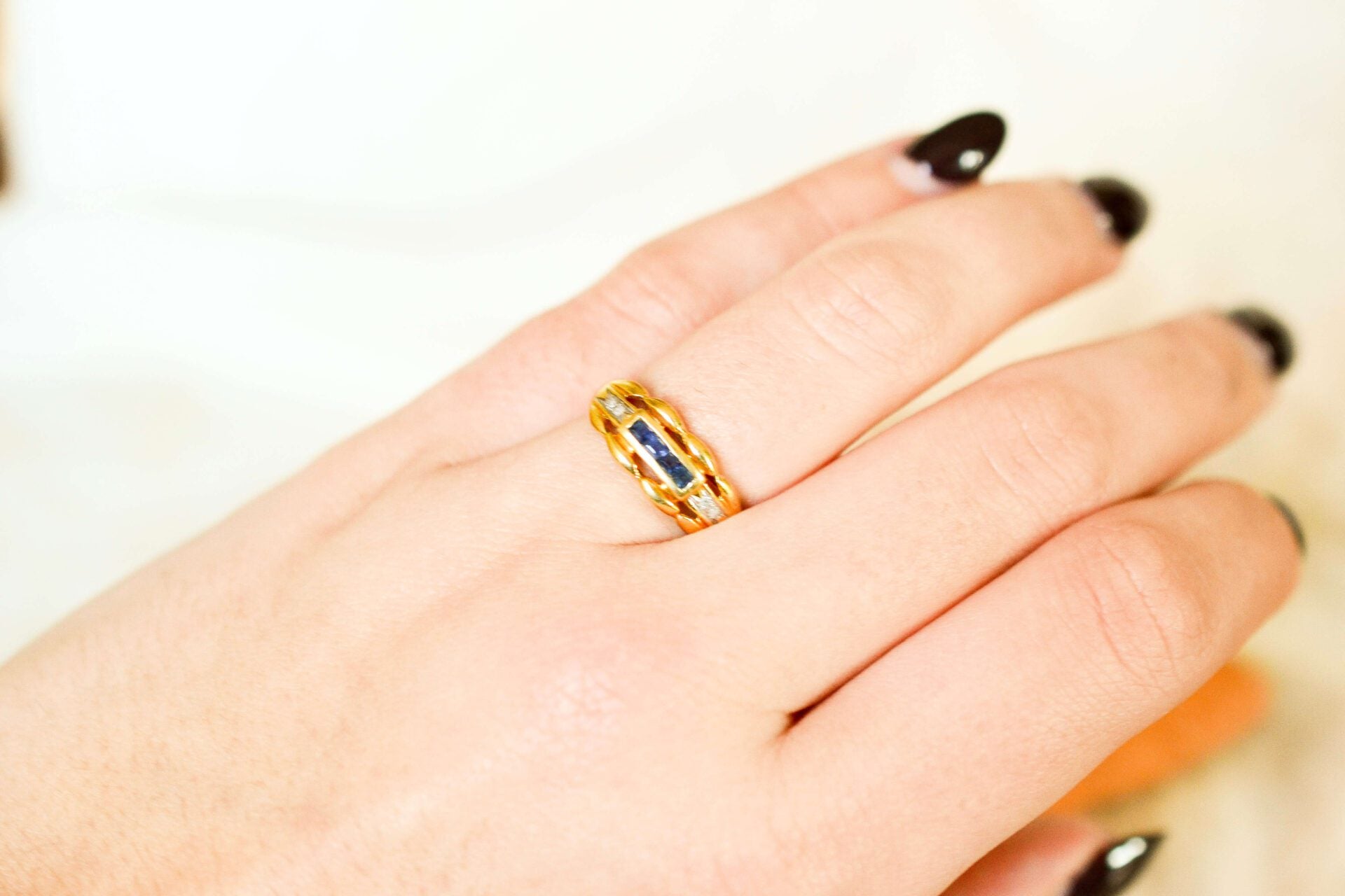 Bague année 50 Saphir et Diamants