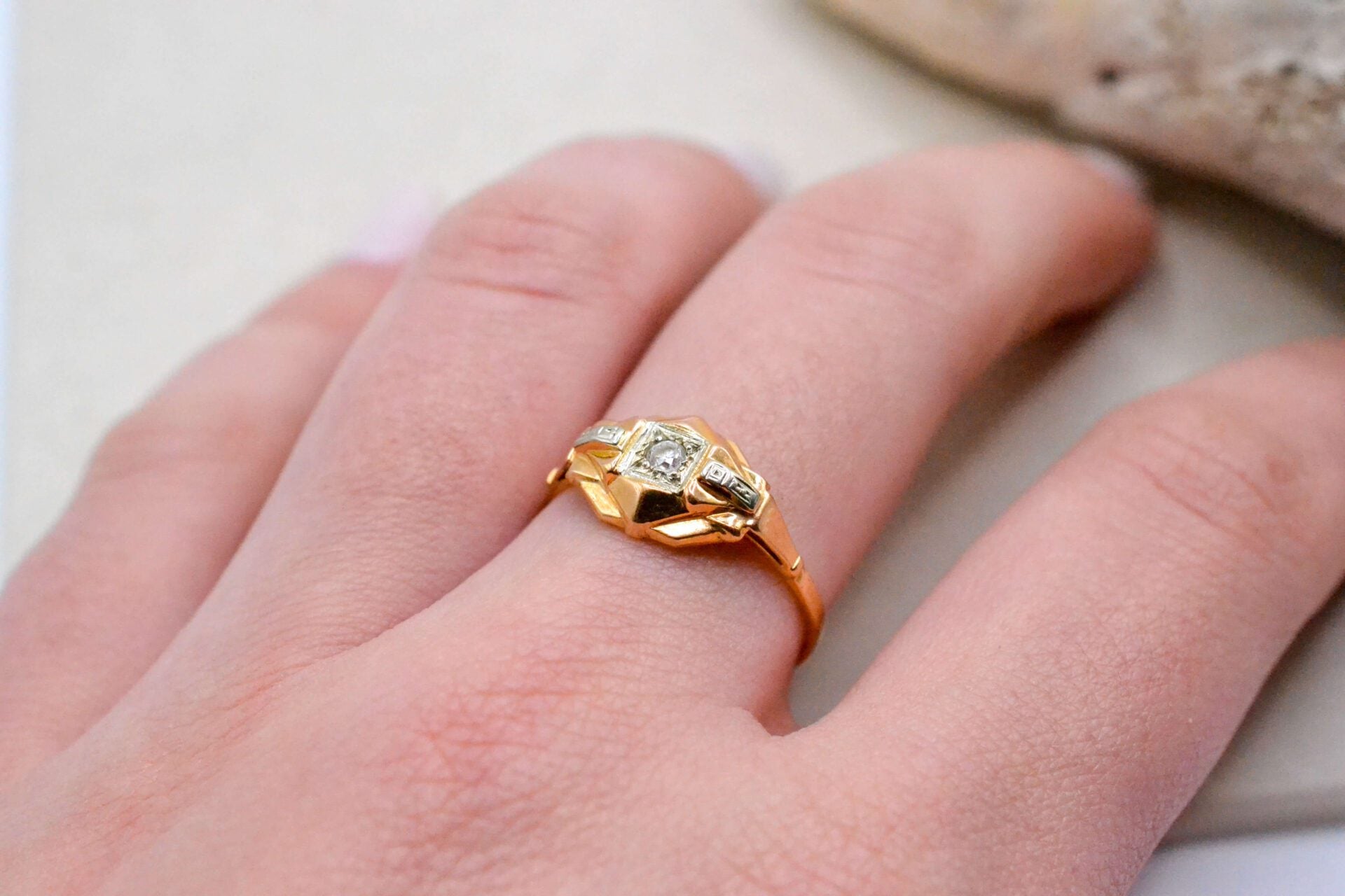 Bague Art Déco 2 Ors Diamant