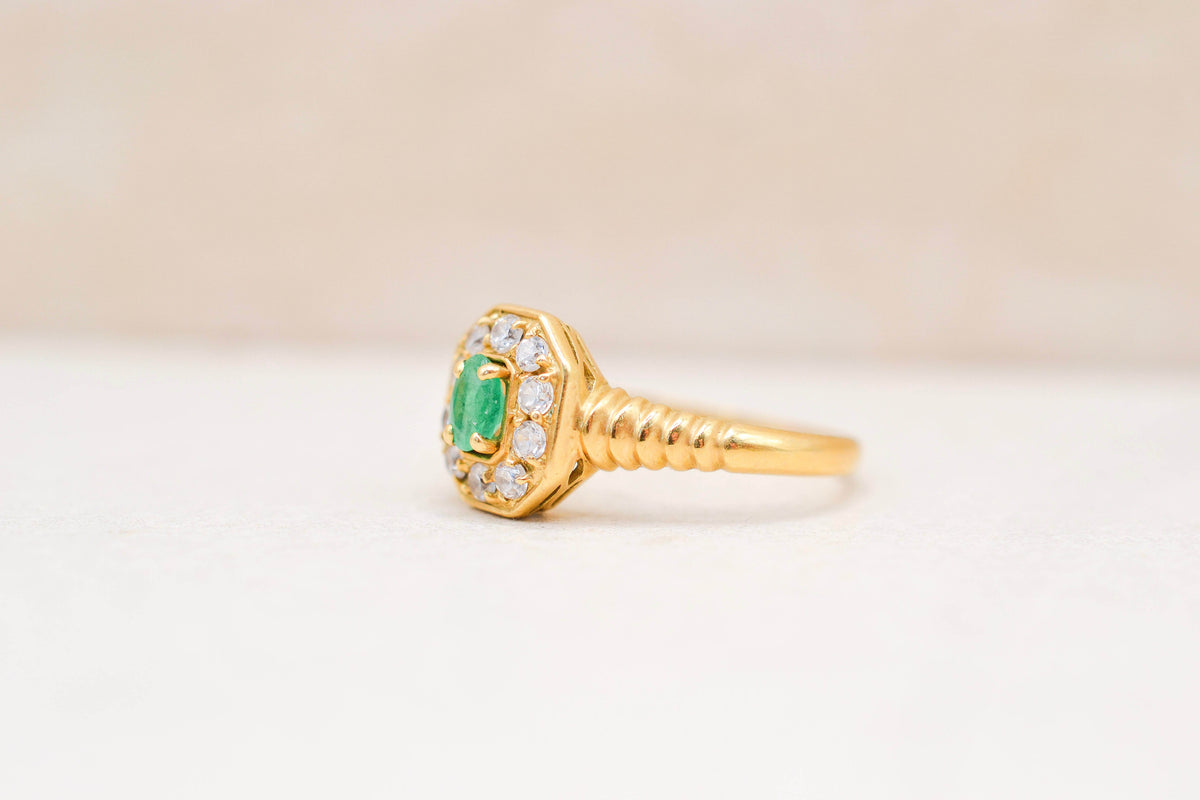 Bague Art déco Emeraude & Oxydes
