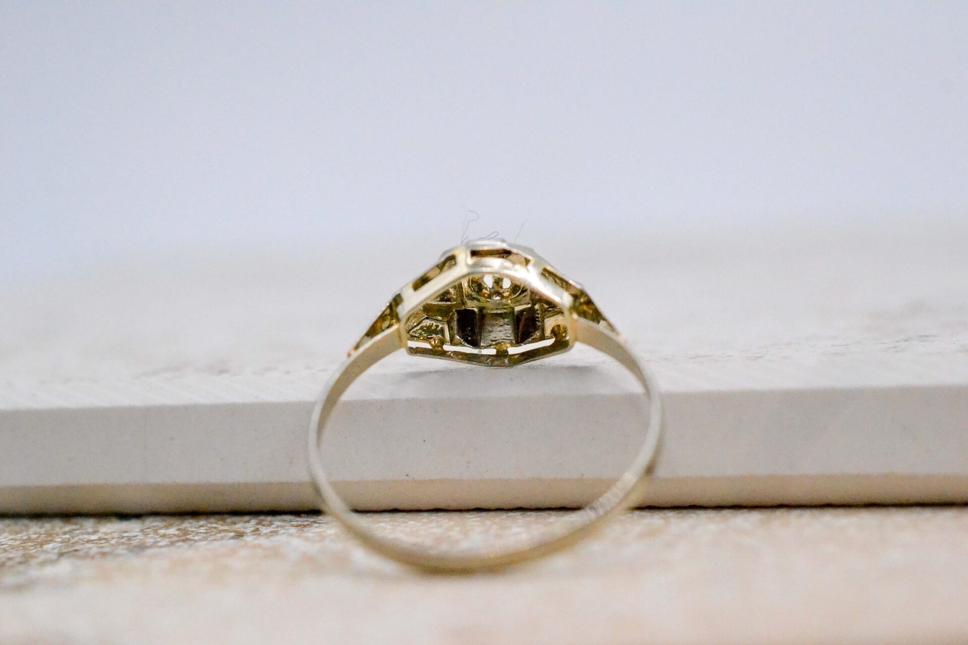 Bague Art Déco losangique Or blanc