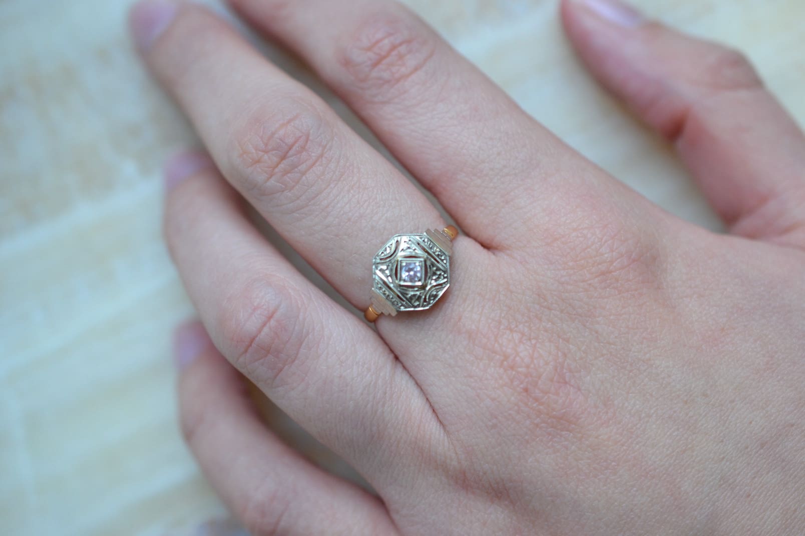 Bague monture octogonale oxyde