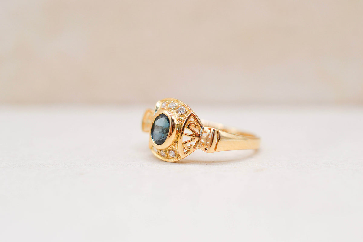 Bague architecturale Saphir Diamants