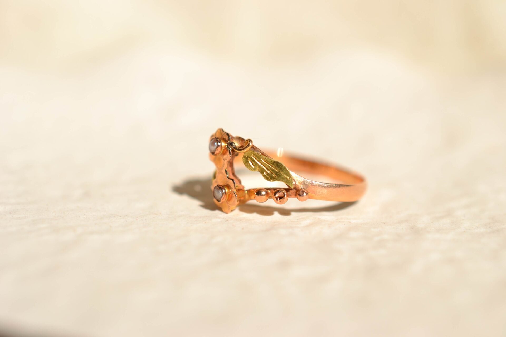 Bague Art Nouveau fleurs Perles