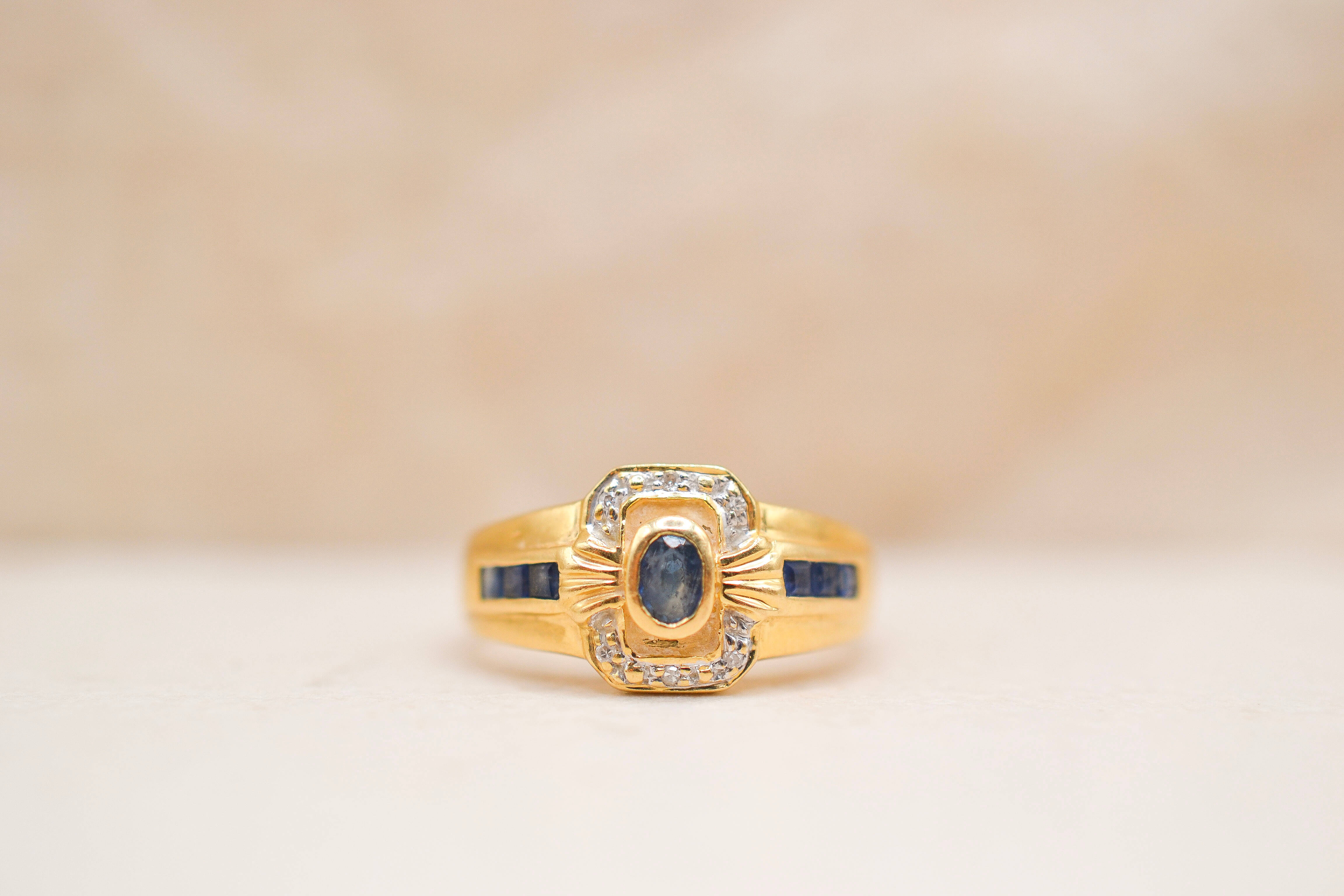 Bague bandeau Saphirs et Diamants