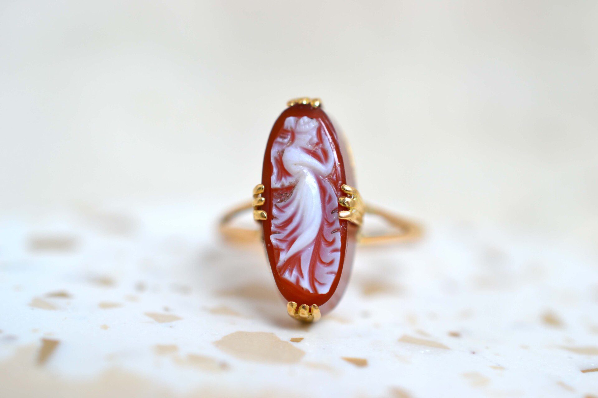 Bague Camée Agate Navette