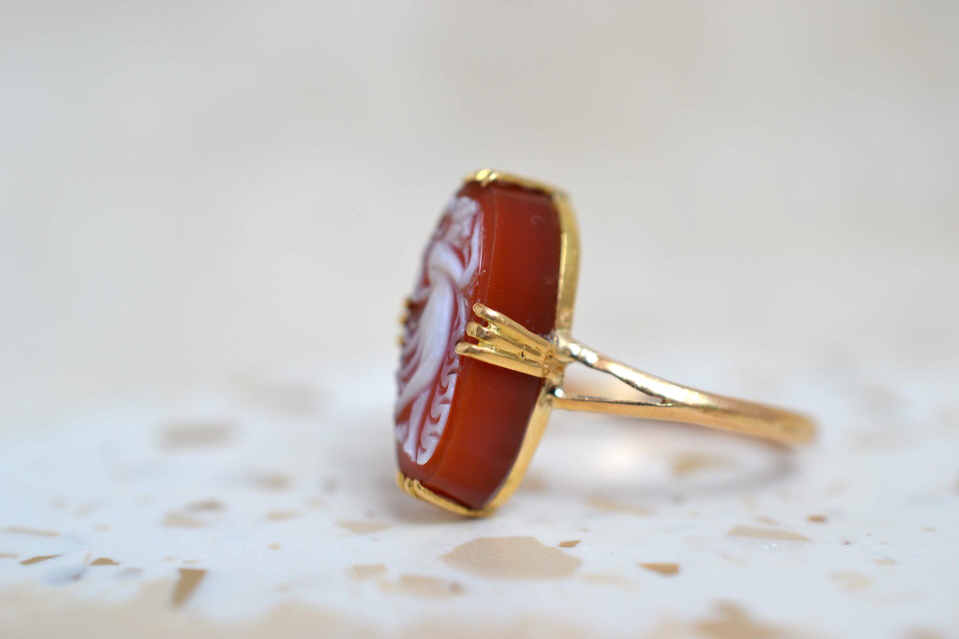 Bague Camée Agate Navette