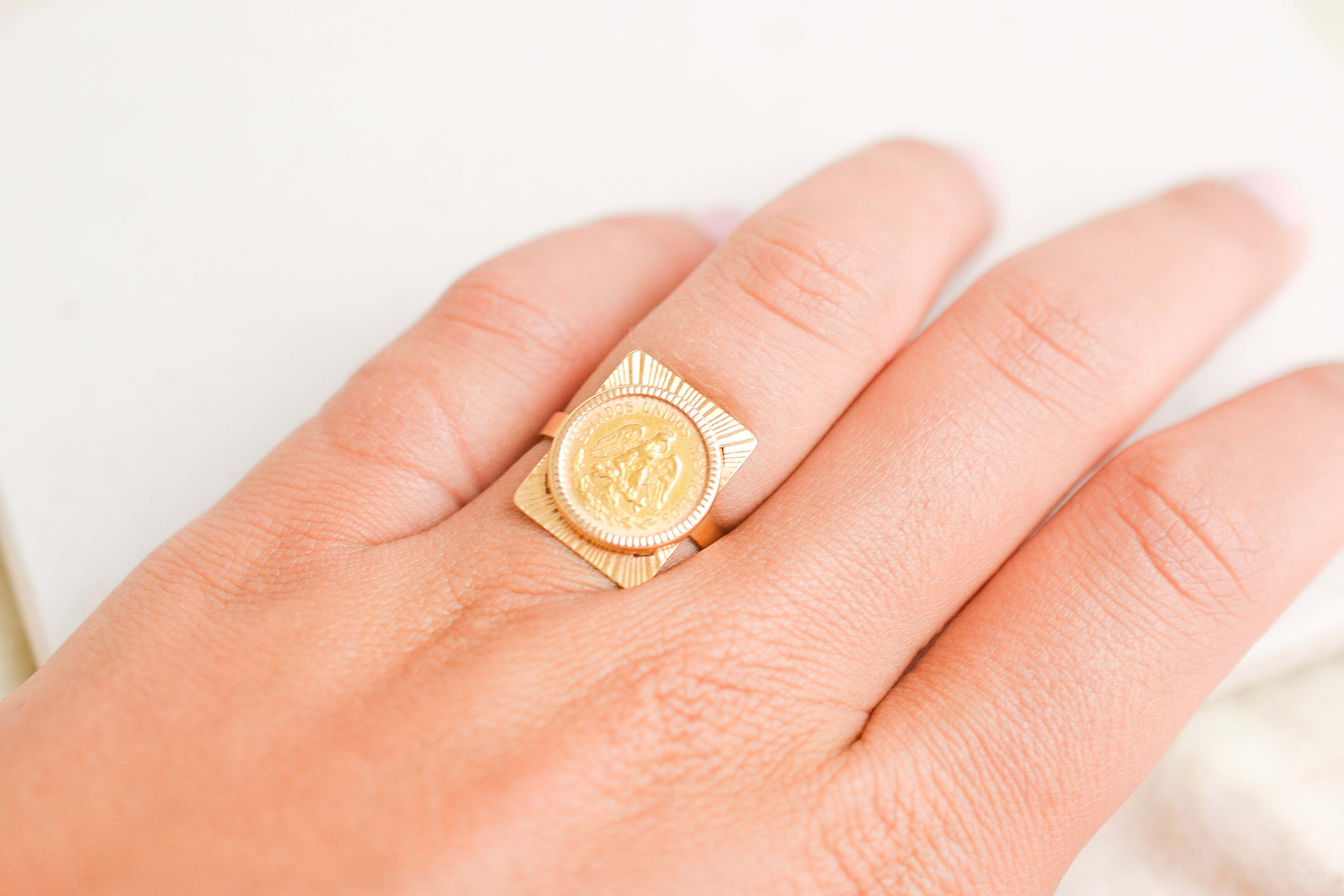Bague pièce Dos Pesos Mexicain