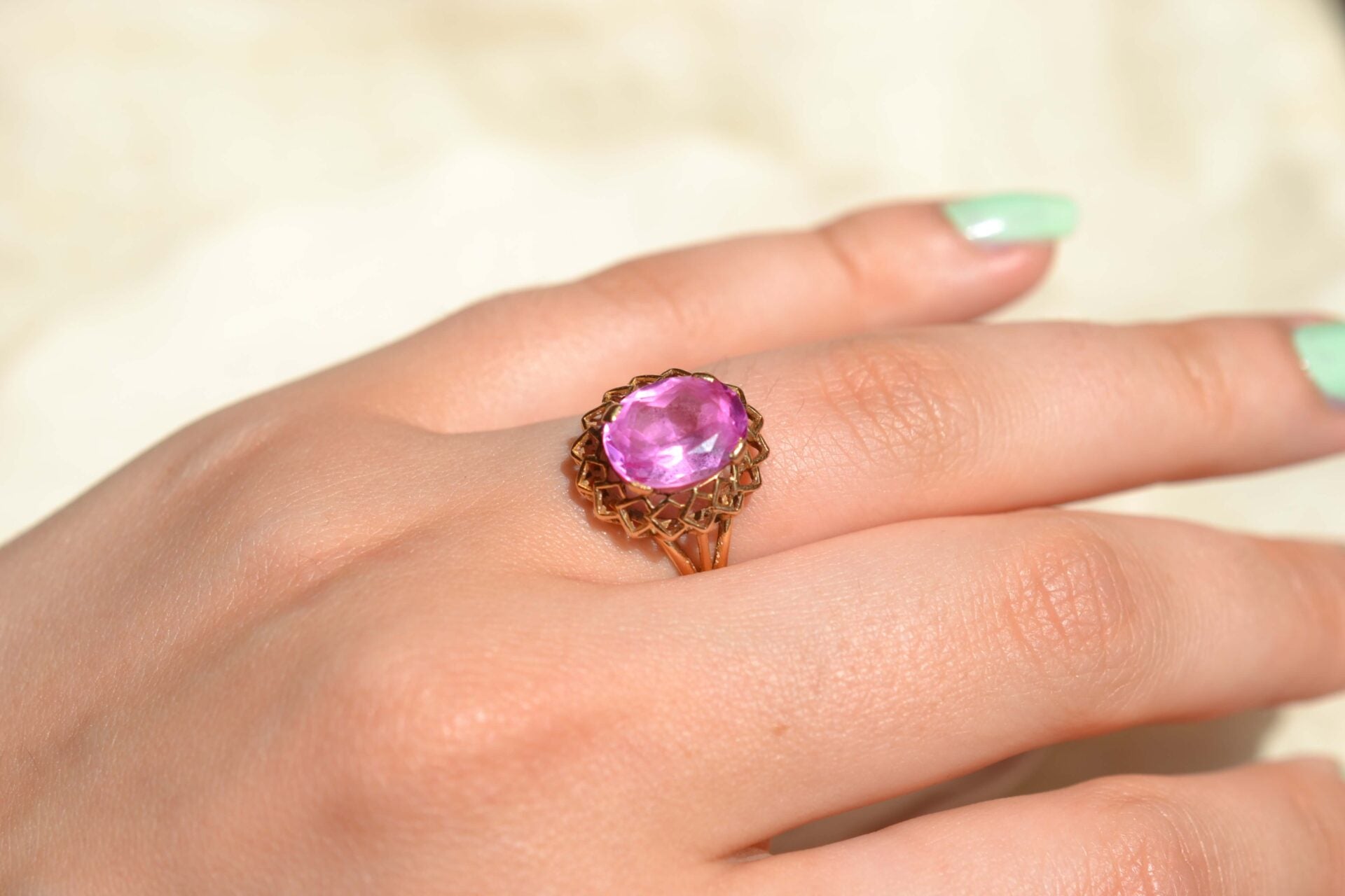 Bague cocktail Rubis de synthèse