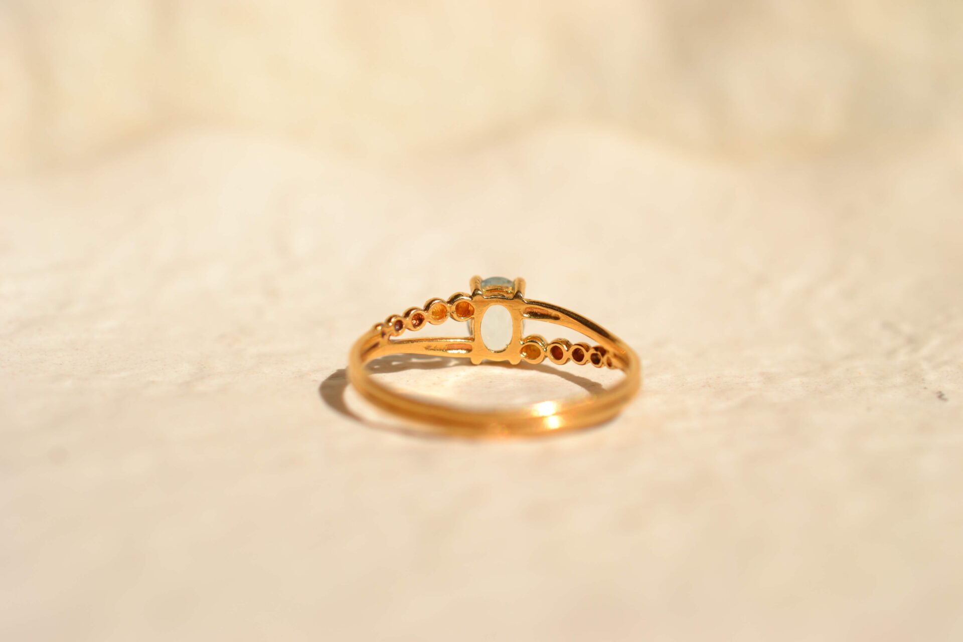 Bague Aigue-Marine monture billes