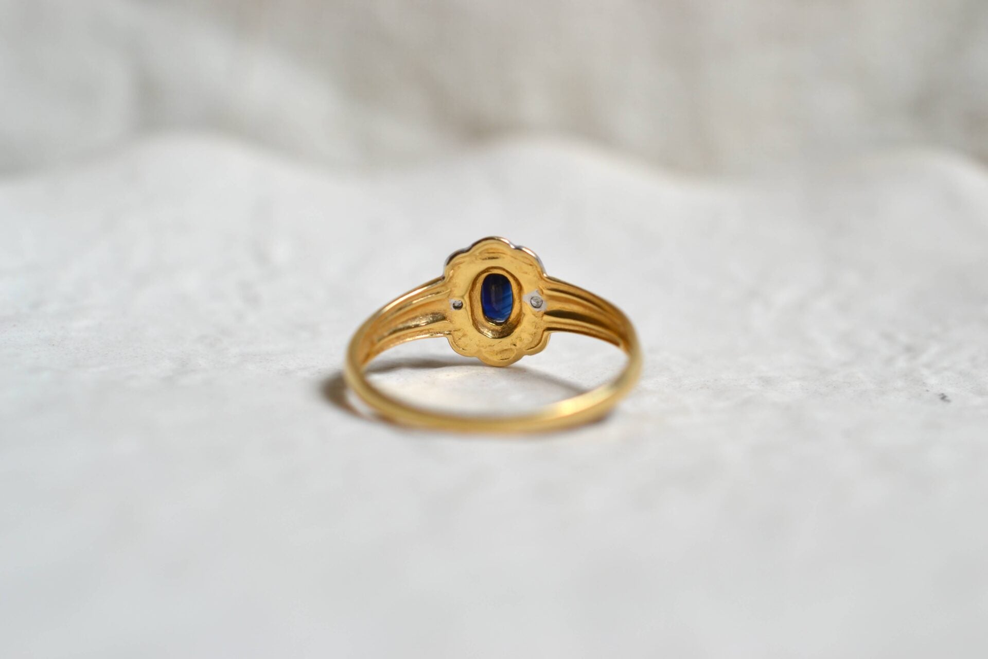 Bague fleur 2 Ors Saphir Diamants