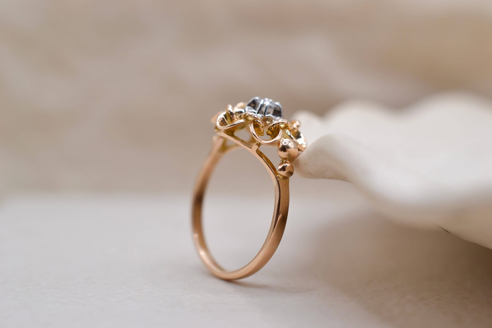 Bague volutes 2 Ors Diamant