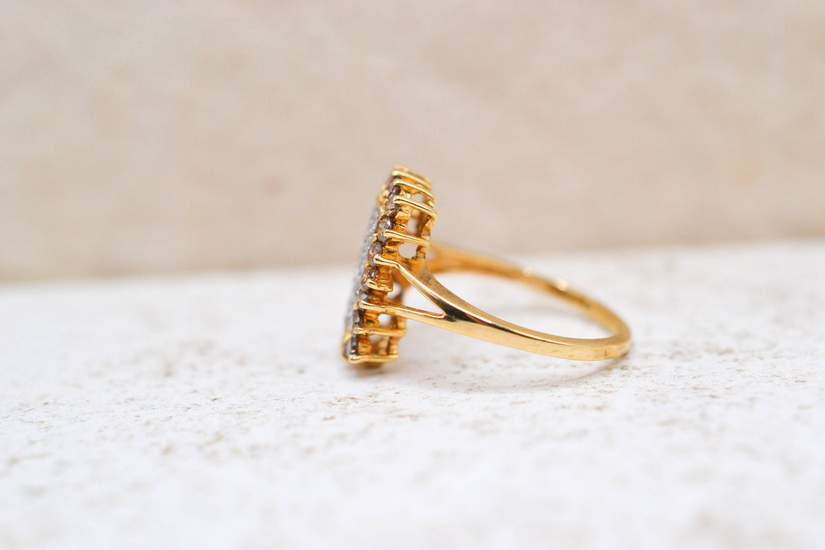Bague rectangulaire Diamants blancs & champagnes