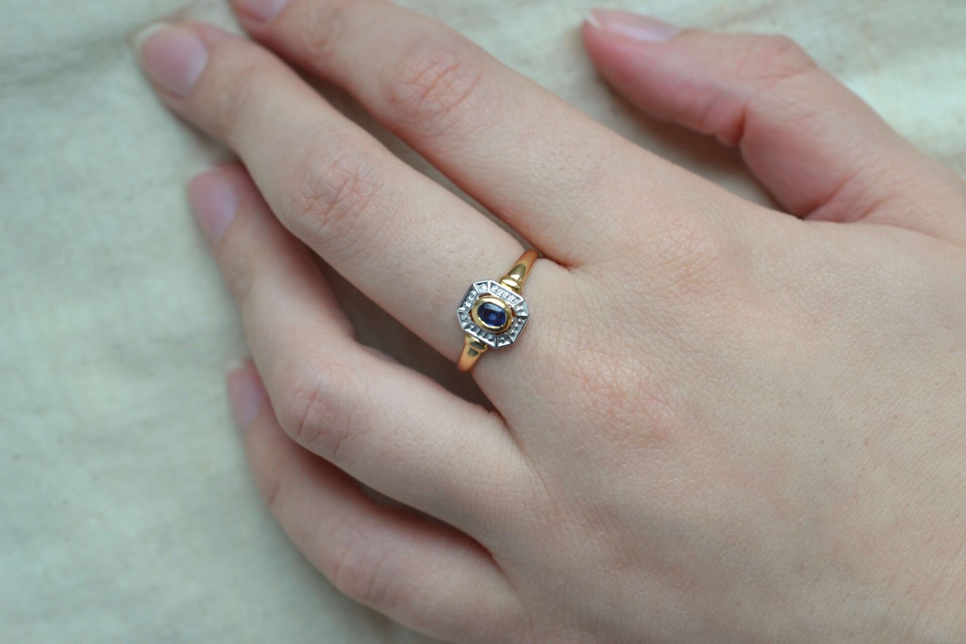 Bague octogonale Saphir
