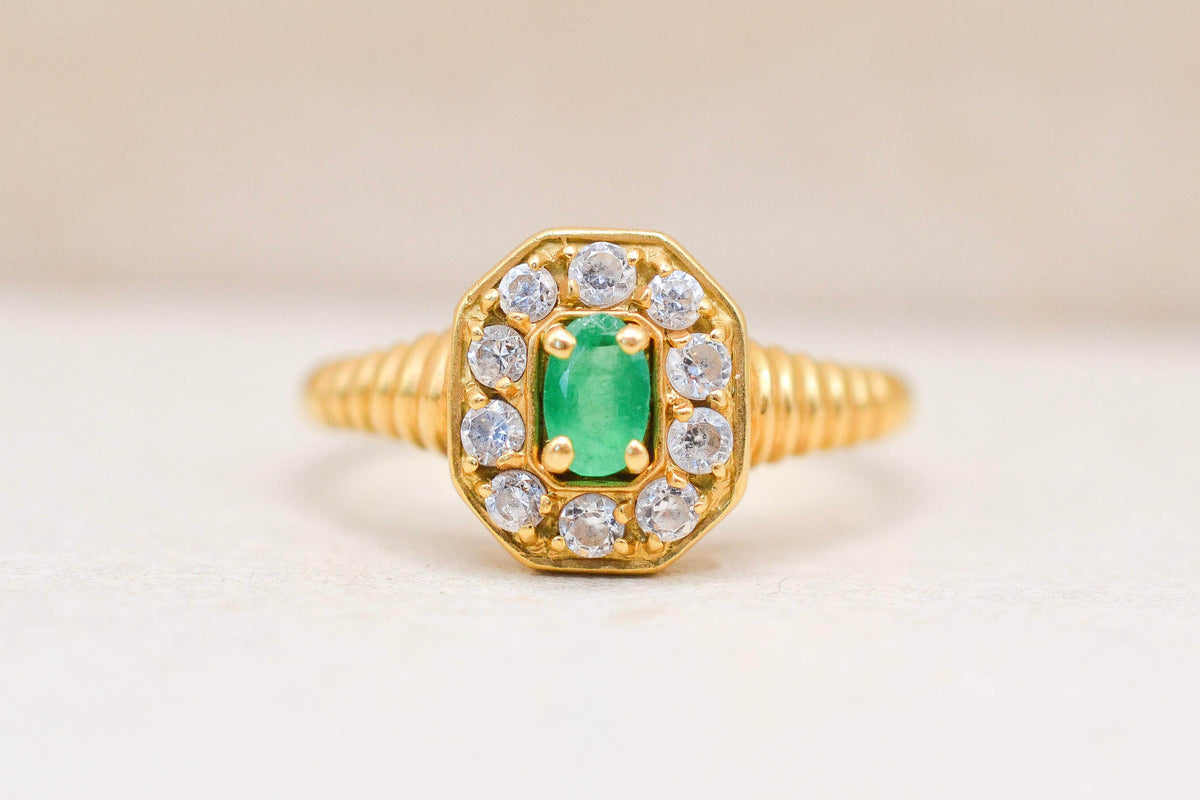 Bague Art déco Emeraude & Oxydes