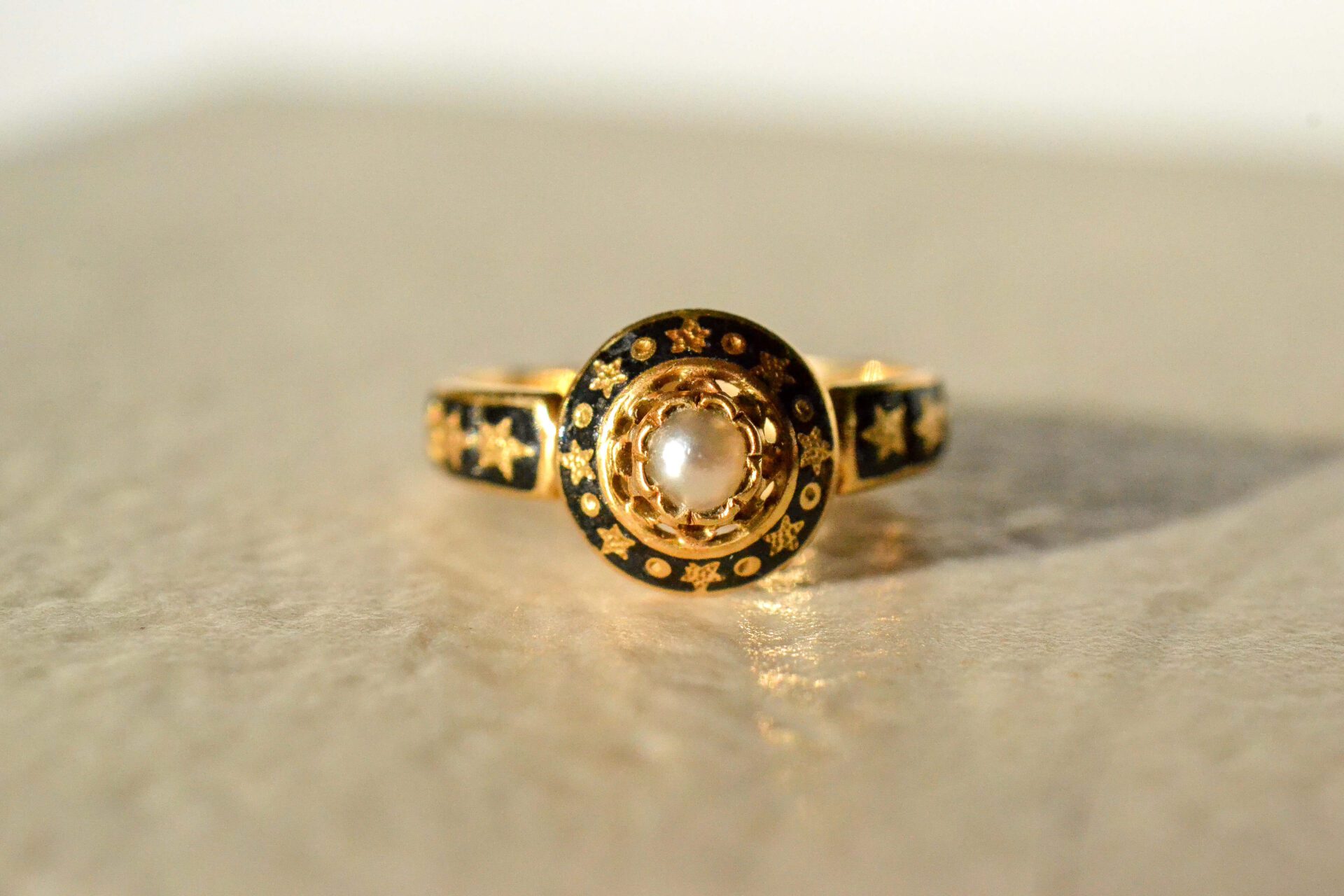 Bague émail étoilé et Perle