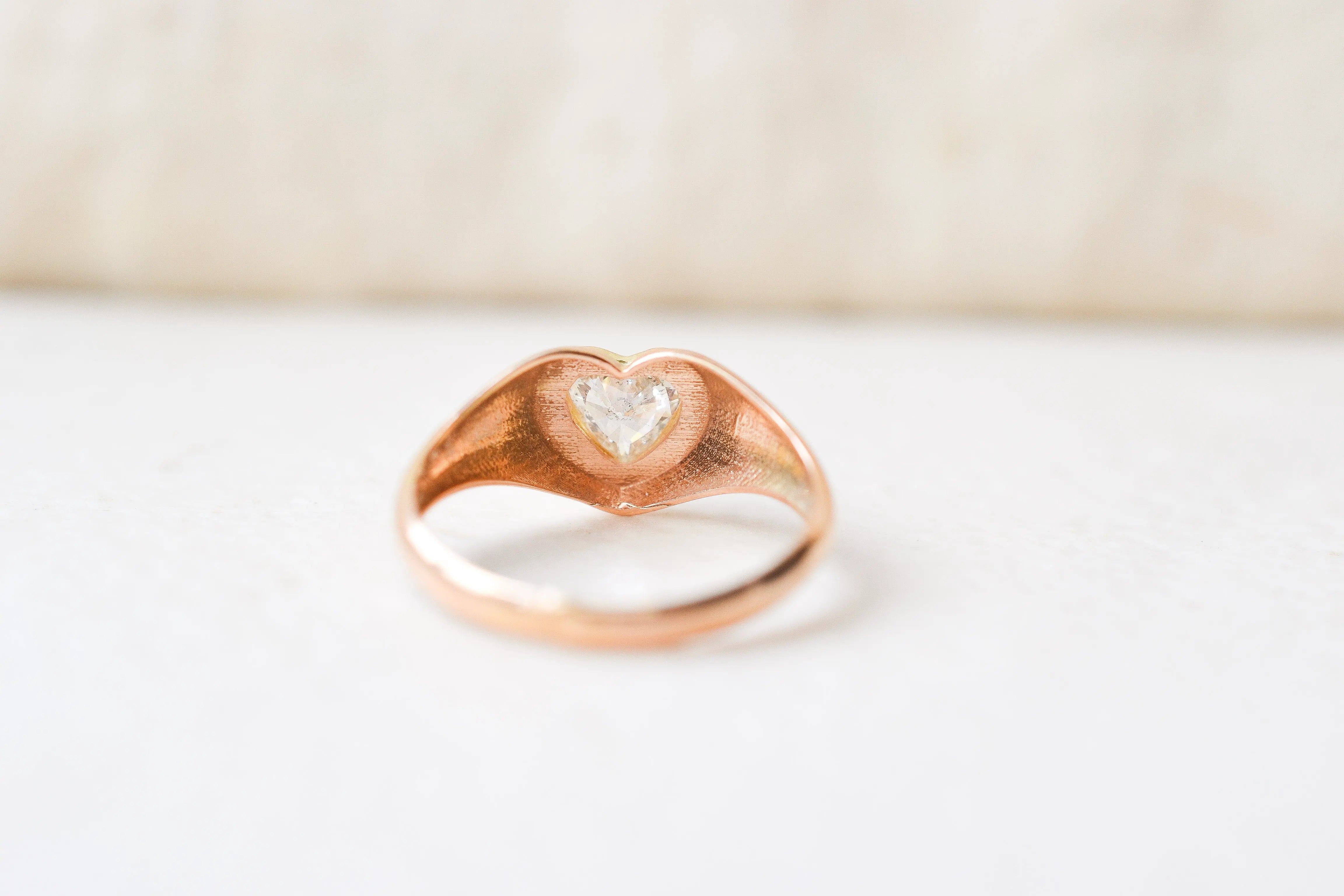 Bague chevalière cœur 14K