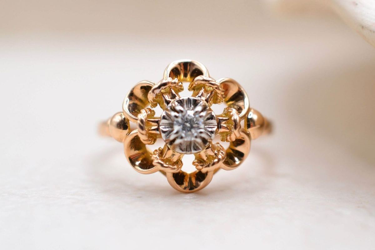 Bague volutes 2 Ors Diamant