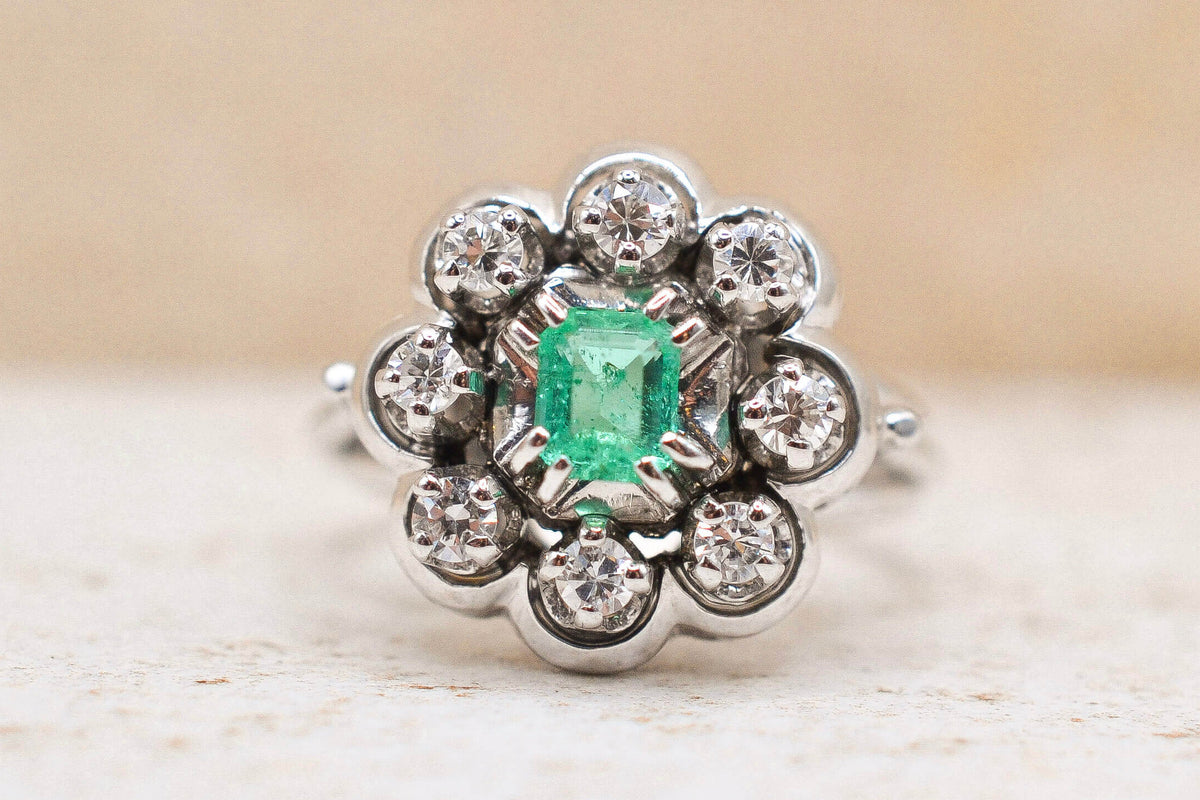 Bague flocon Diamants Emeraude