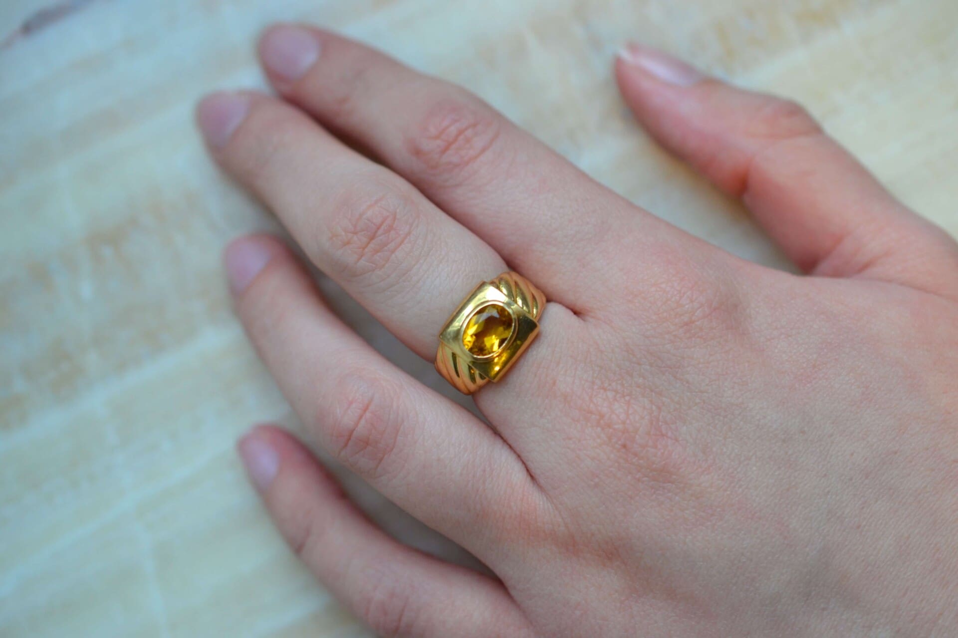 Bague Jonc godrons Citrine