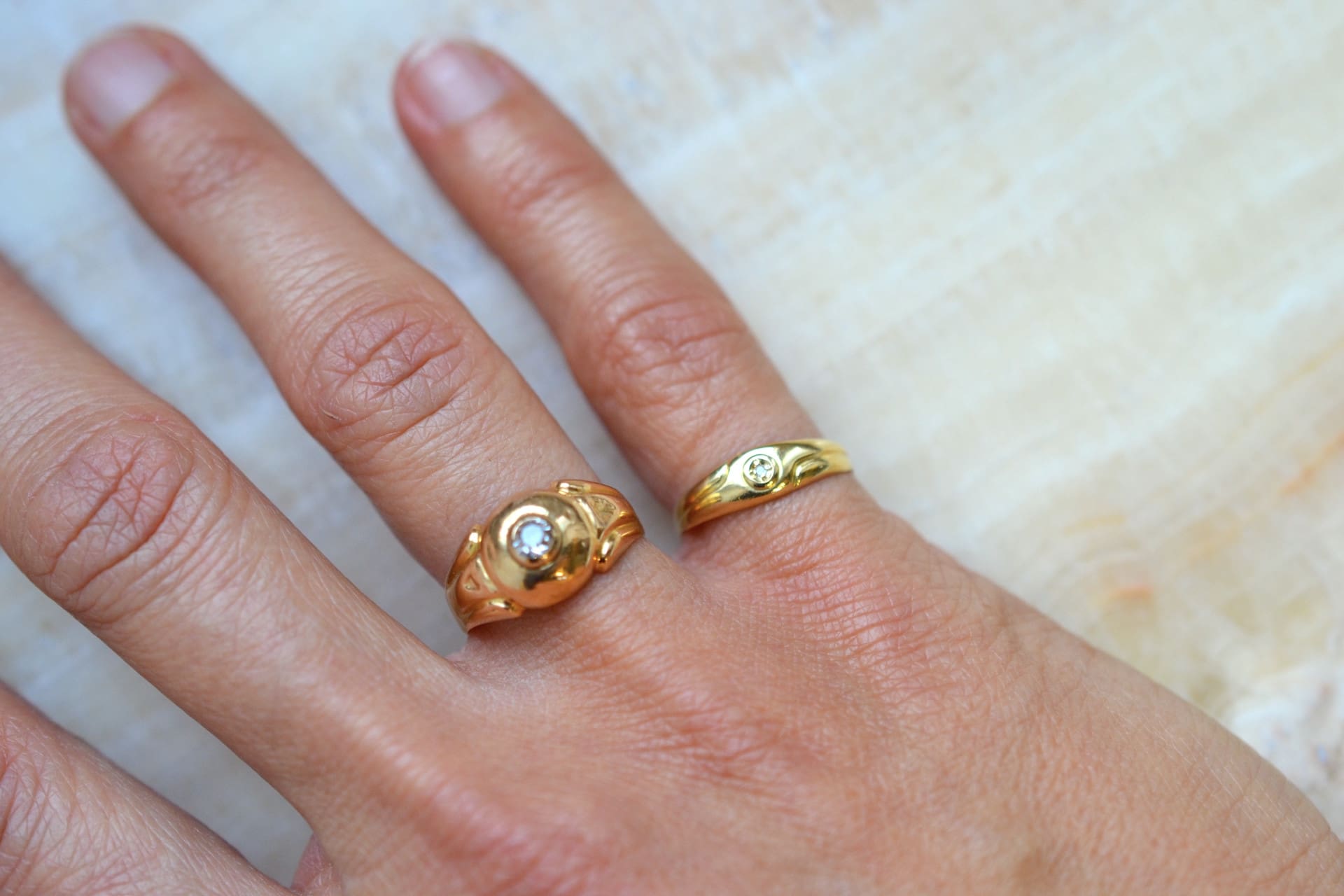 Bague Jonc Diamant rainurée