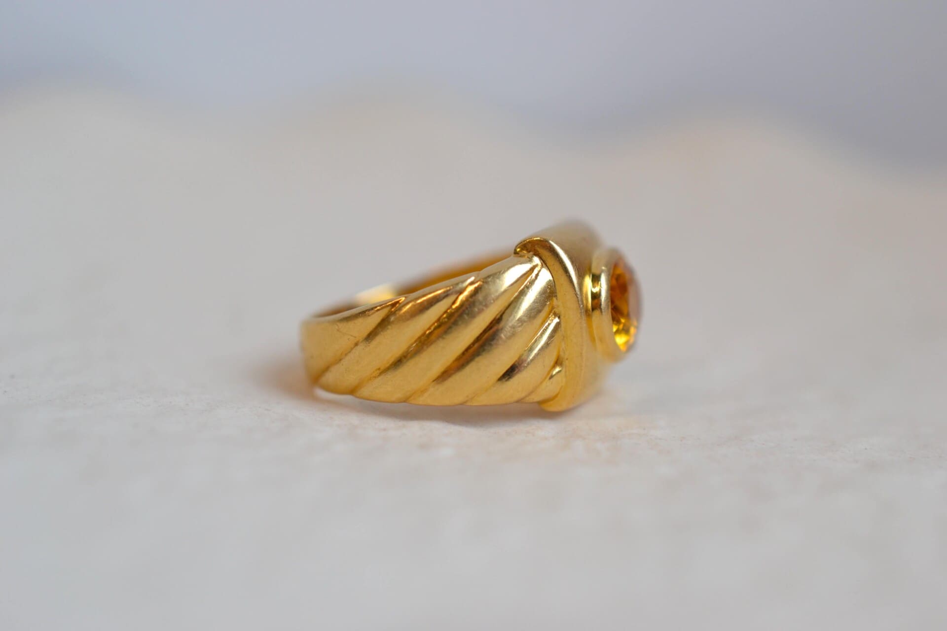Bague Jonc godrons Citrine
