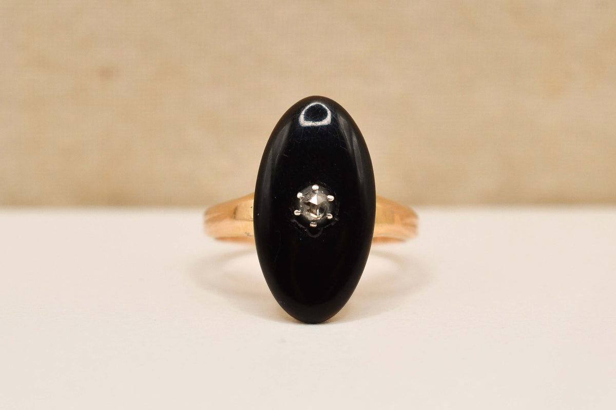 Bague mandorle Onyx & Diamant