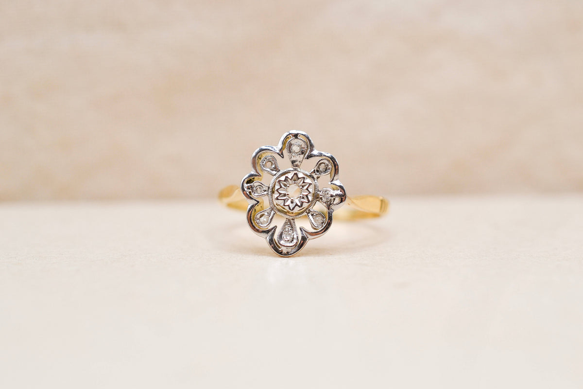 Bague Marguerite plate Diamants