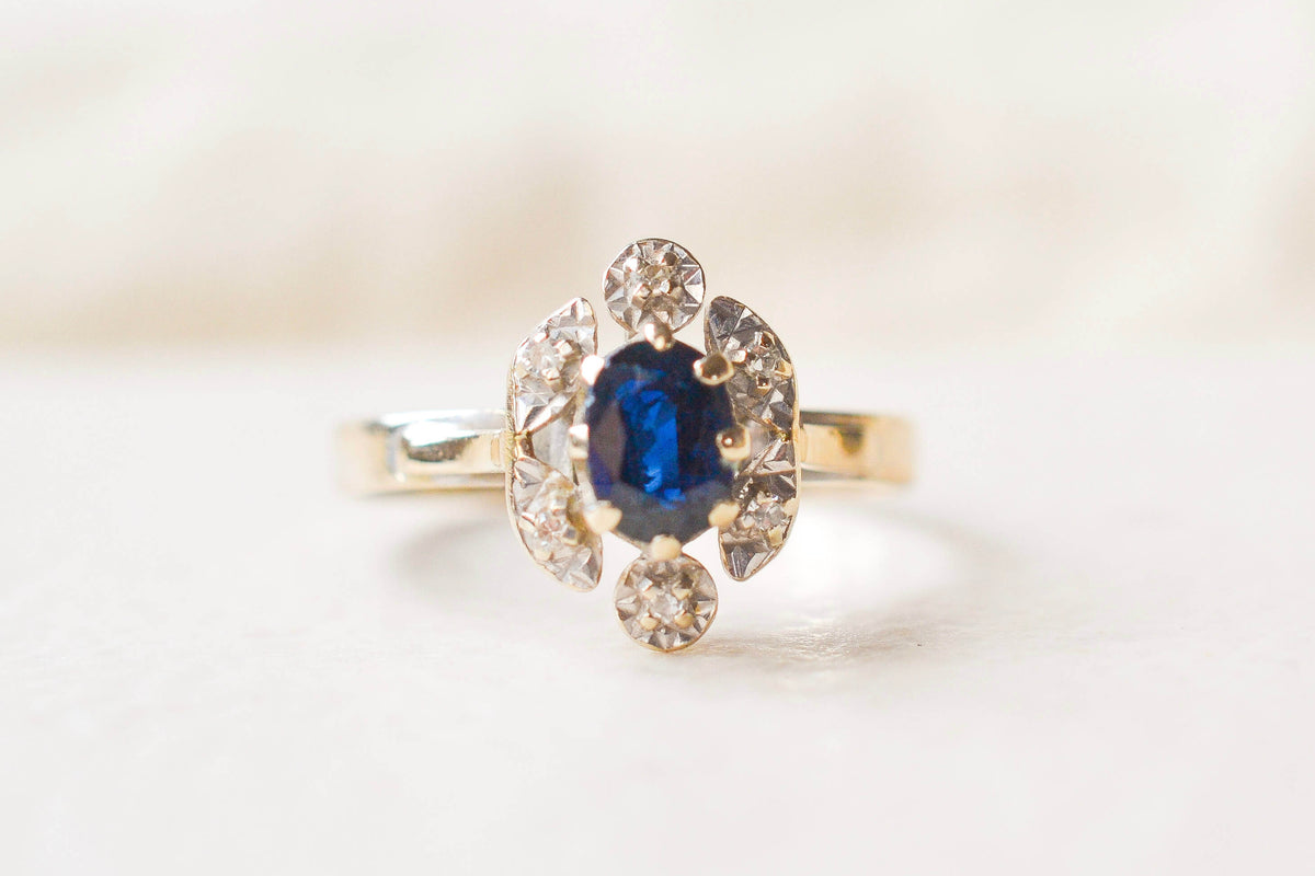 Marguerite Or blanc Saphir et Diamants