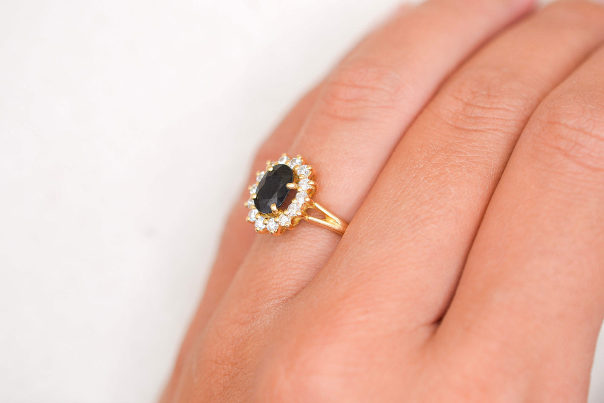Bague pompadour Saphir Diamants