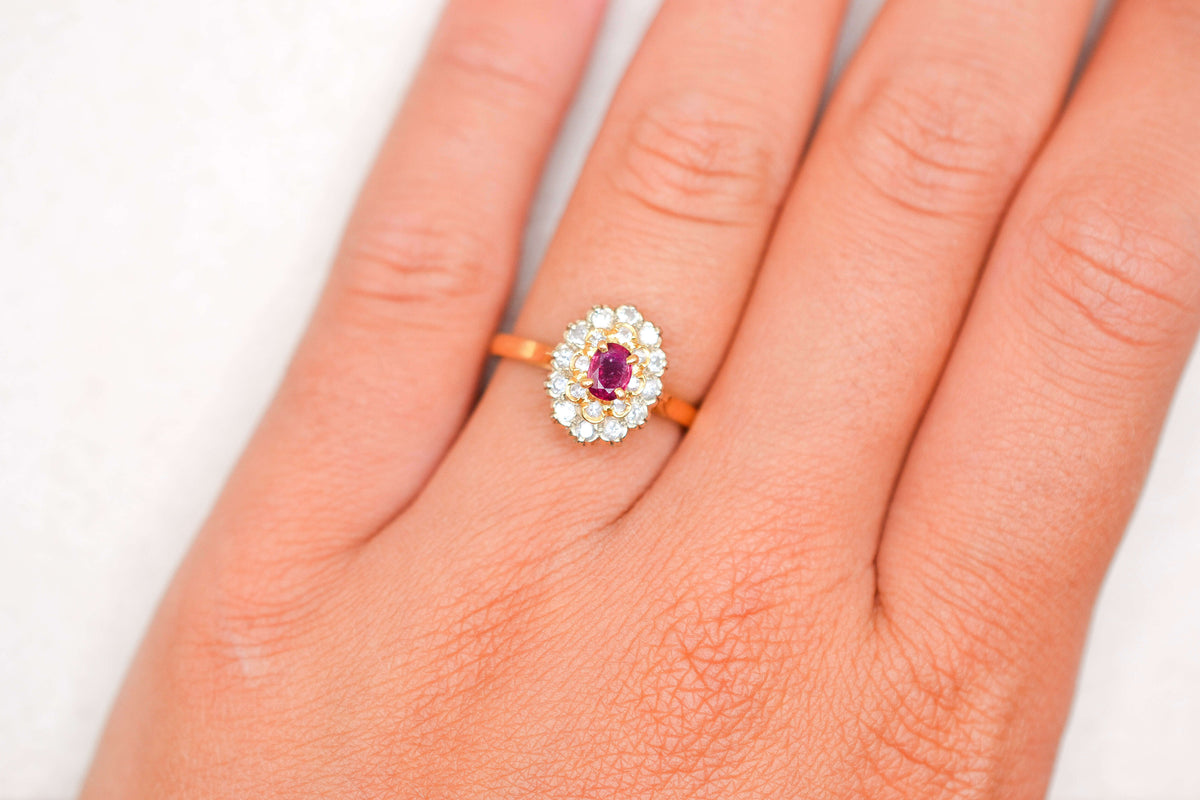 Bague Pompadour Rubis et Diamants